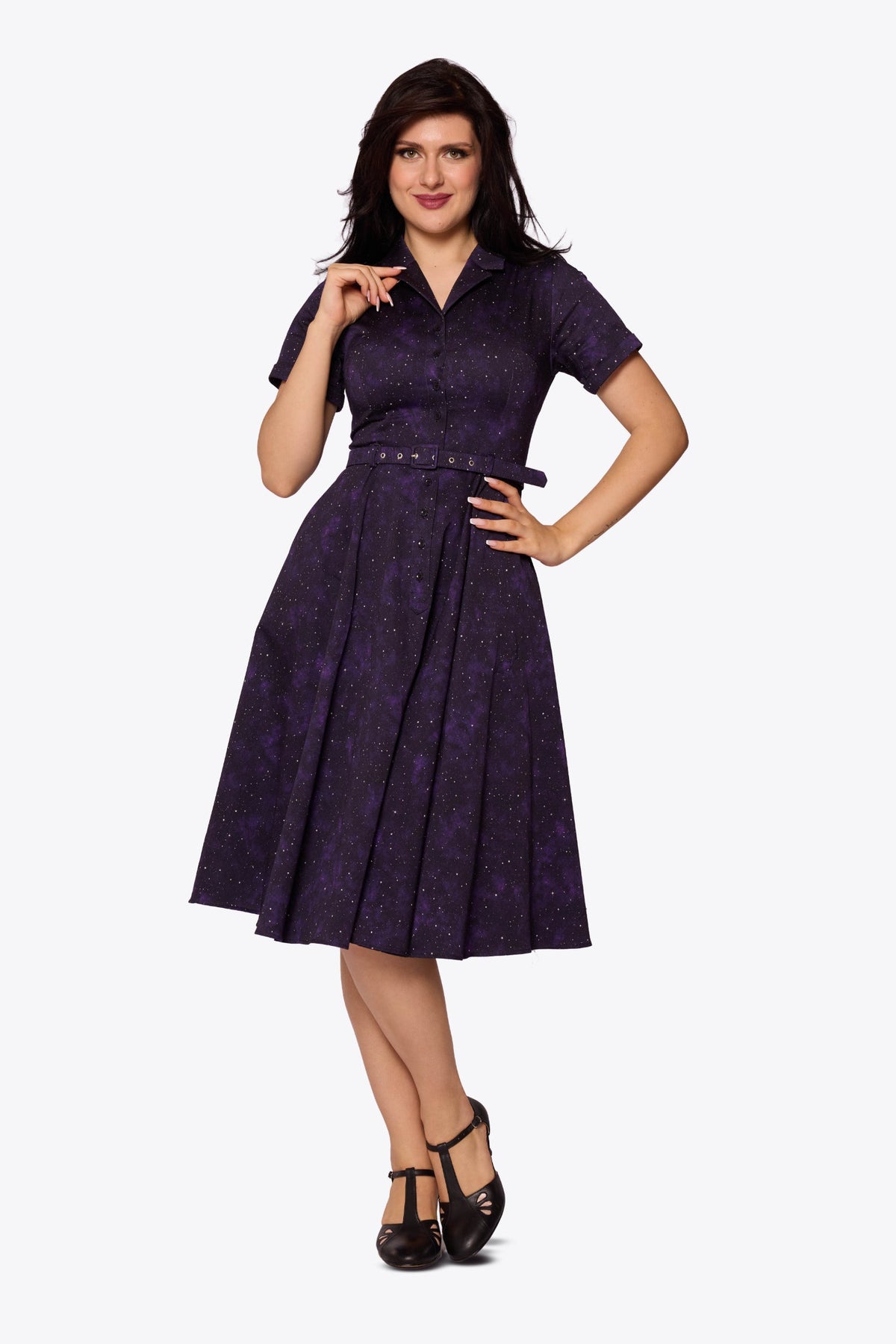 Caterina Amethyst Stardust Swing Dress