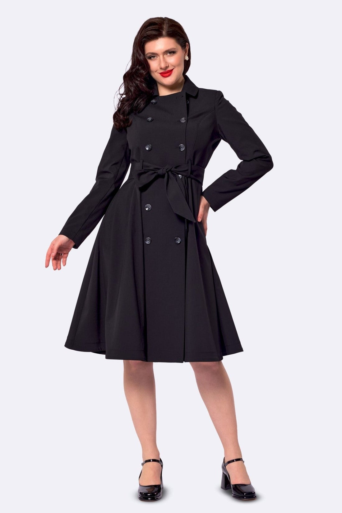 Korrina Black Swing Trench Coat