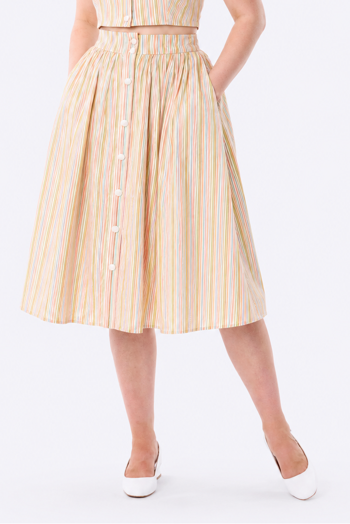 Marianna Pastel Stripe Swing Skirt
