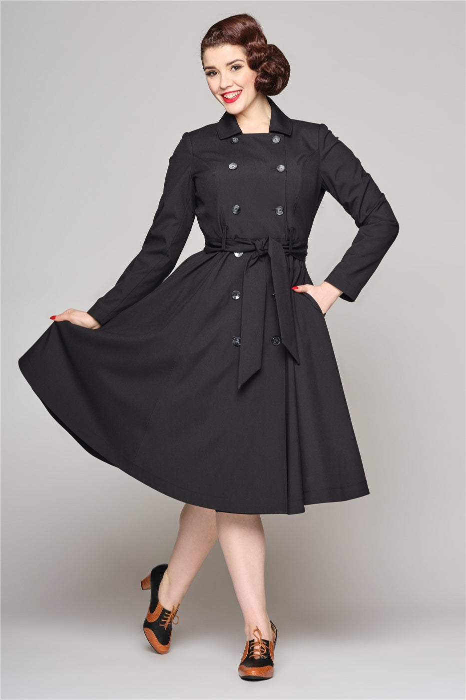 Korrina Black Trench Coat Collectif Vintage - Main Image