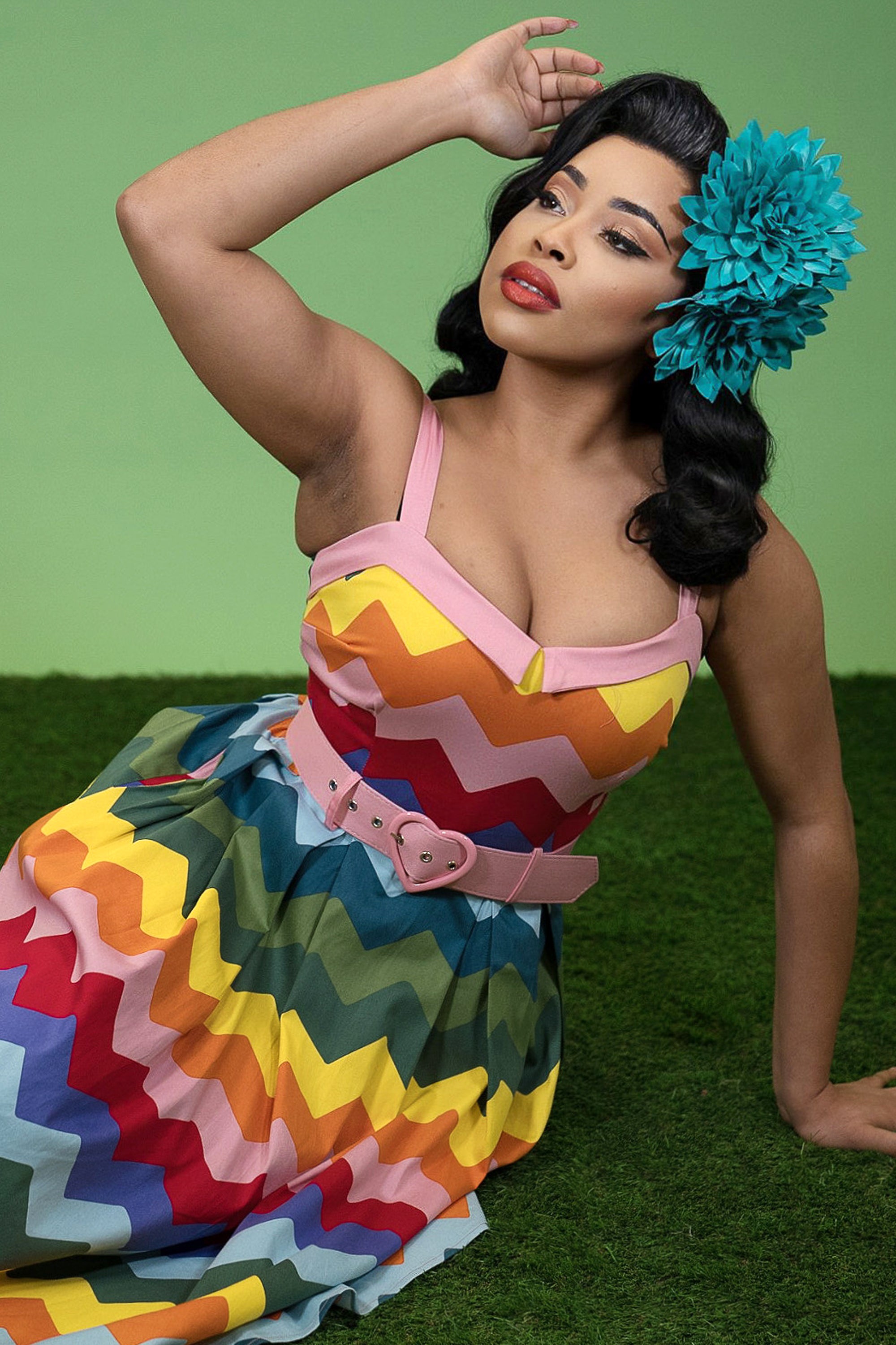 Dorothy Rainbow Chevron Swing Dress