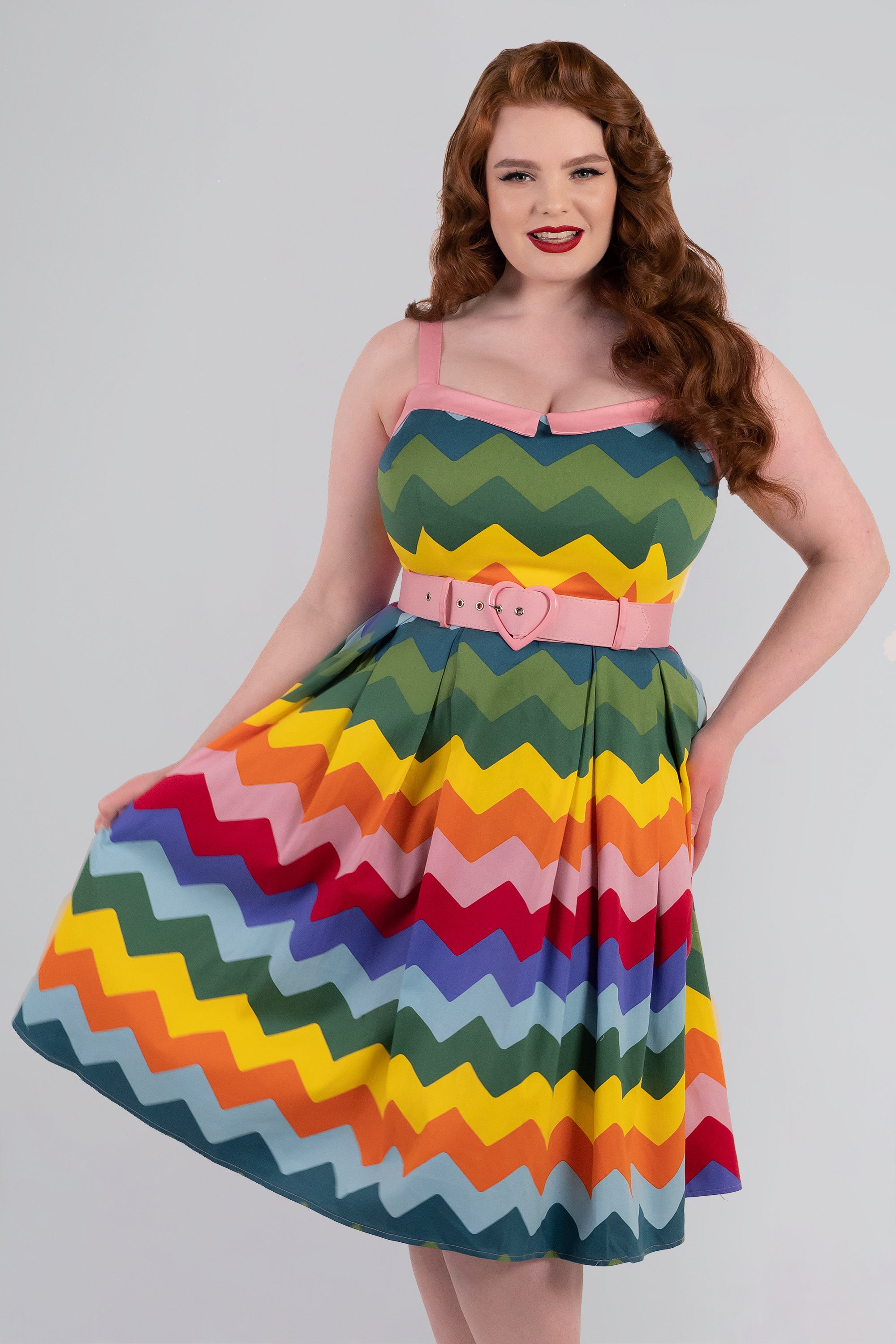 Dorothy Rainbow Chevron Swing Dress