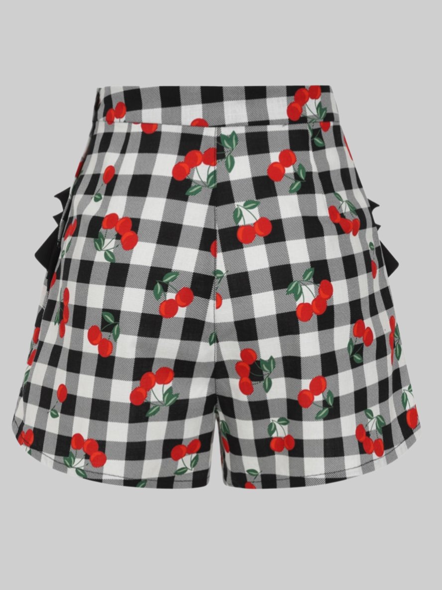 Emilia Gingham Cherries Frill Shorts