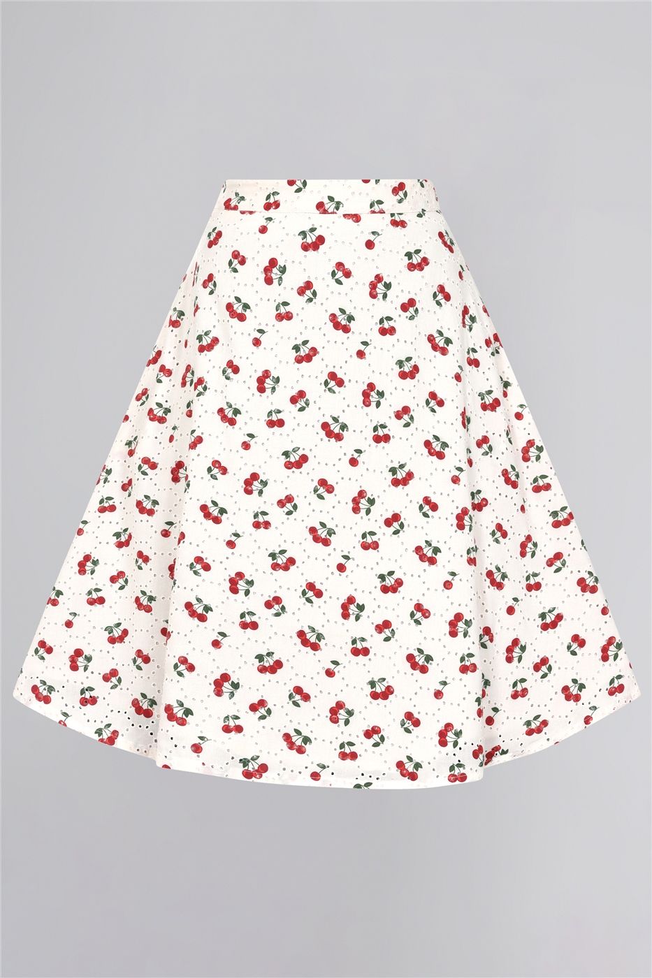 Mattie Cherry Broderie Swing Skirt