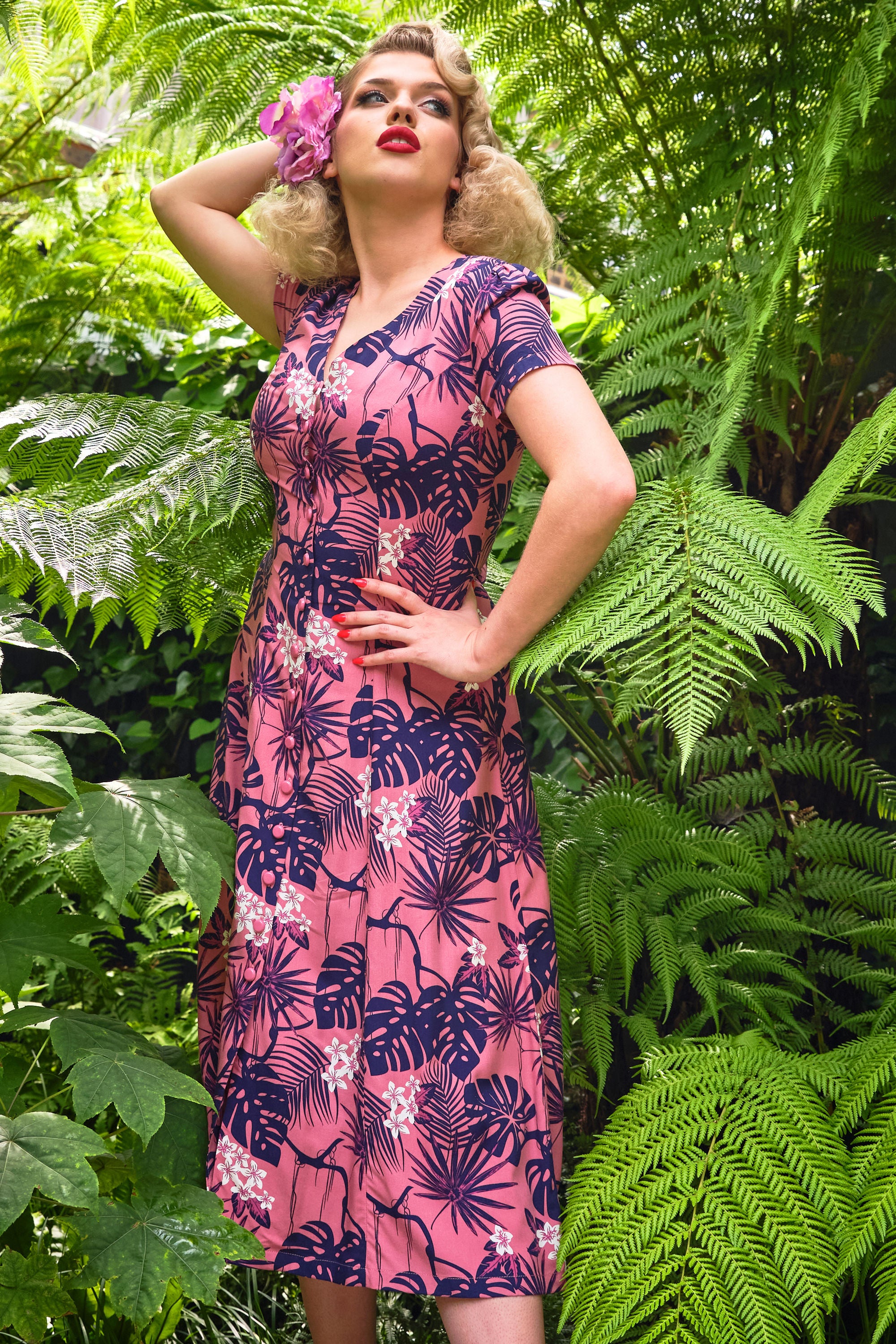 Riley Tropical Print Swing Dress