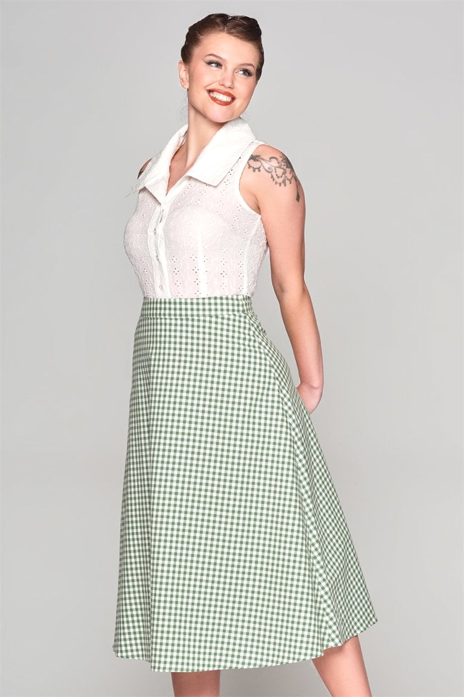 Hetty Gingham Flared Skirt