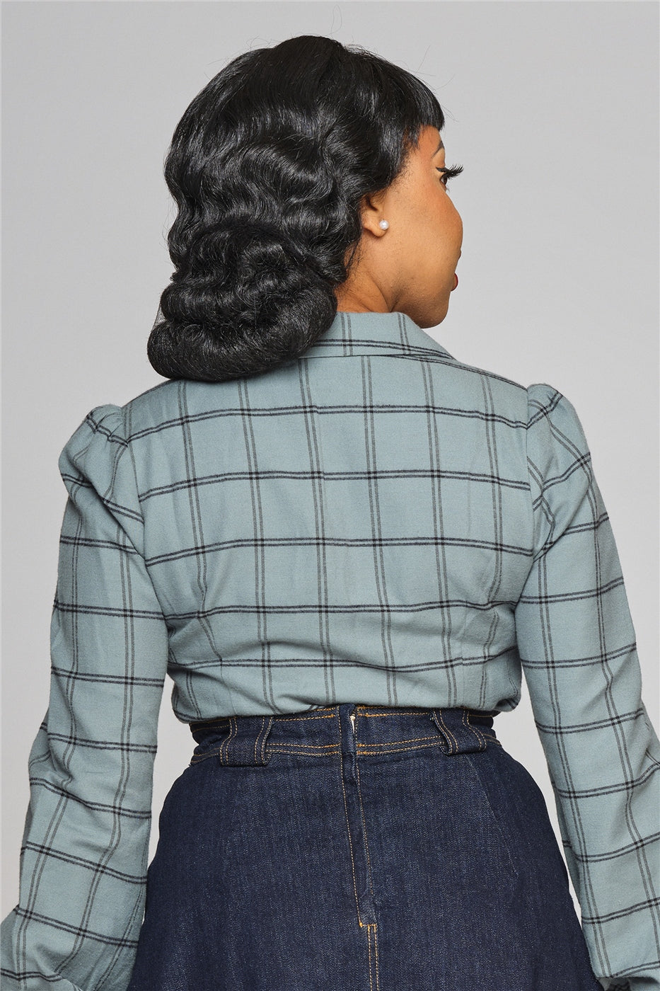 Jerry Seafoam Check Blouse