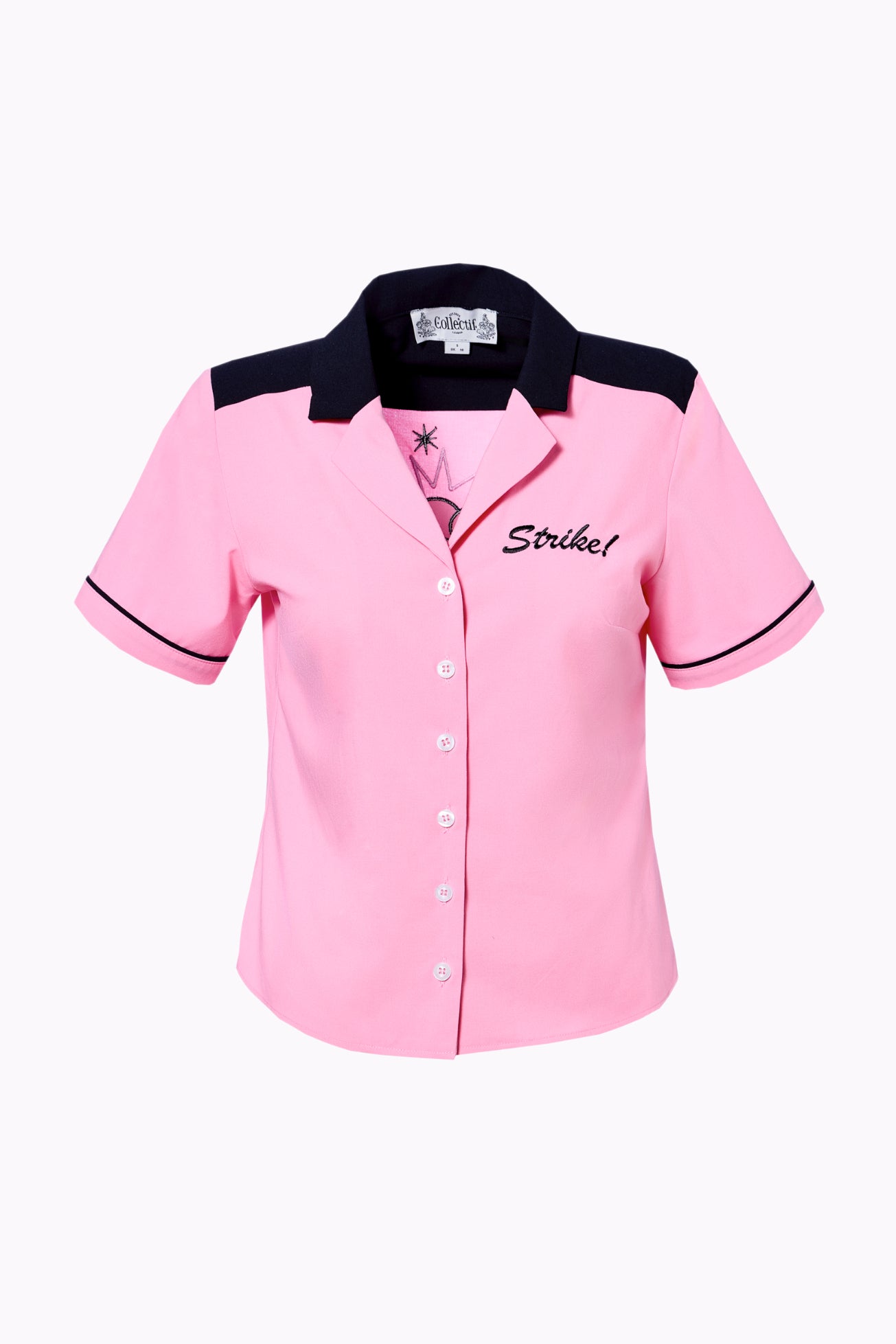 Rita Strike! Pink Black Bowling Shirt