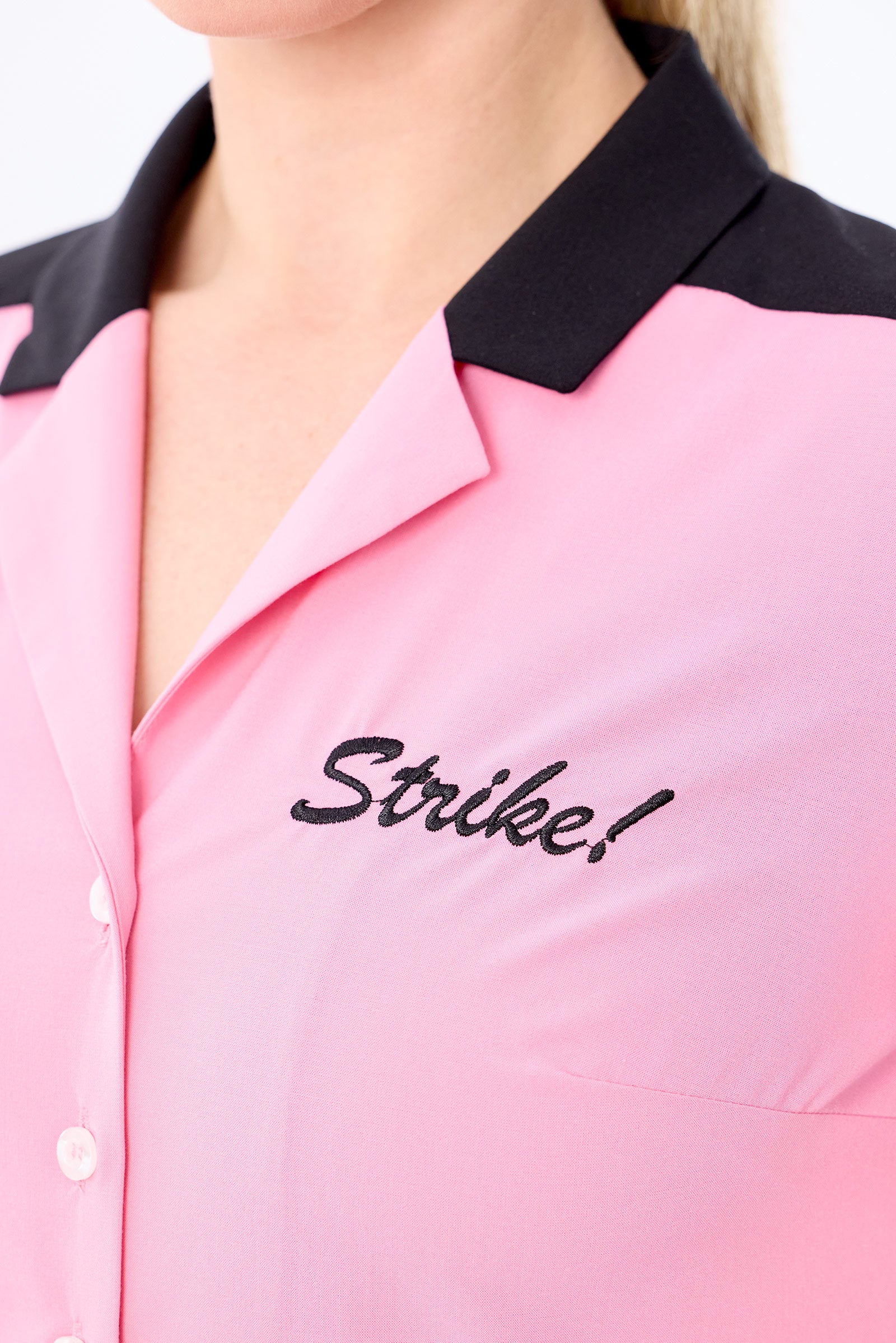 Rita Strike! Pink Black Bowling Shirt