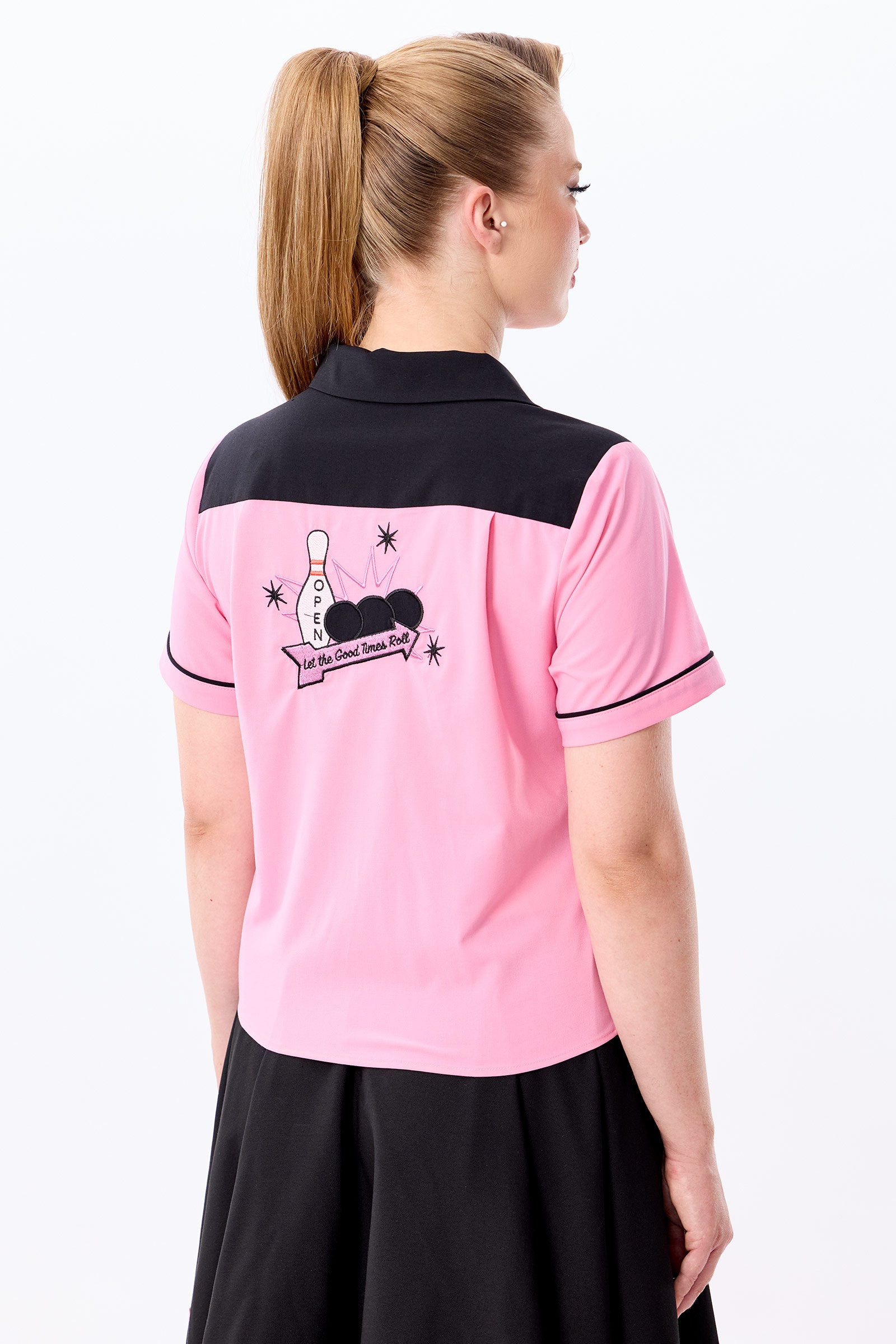 Rita Strike! Pink Black Bowling Shirt