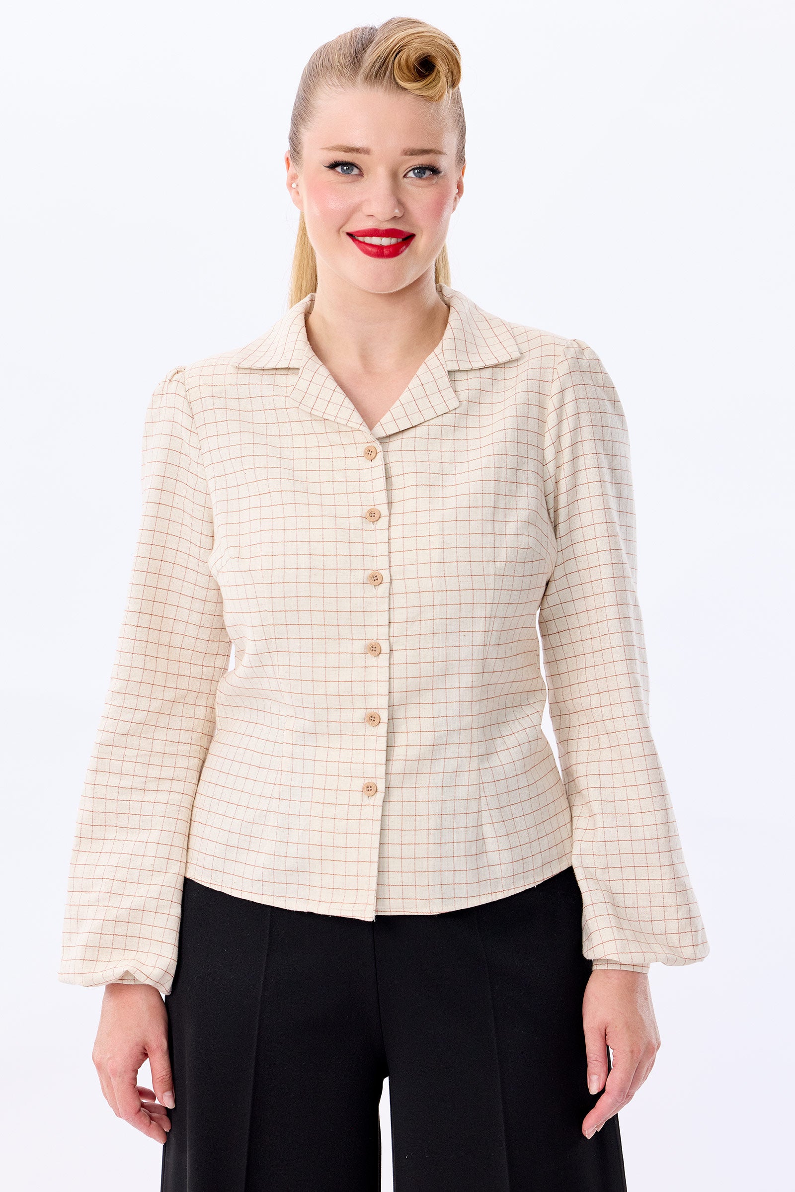 Jerry Grid Check Blouse Desert