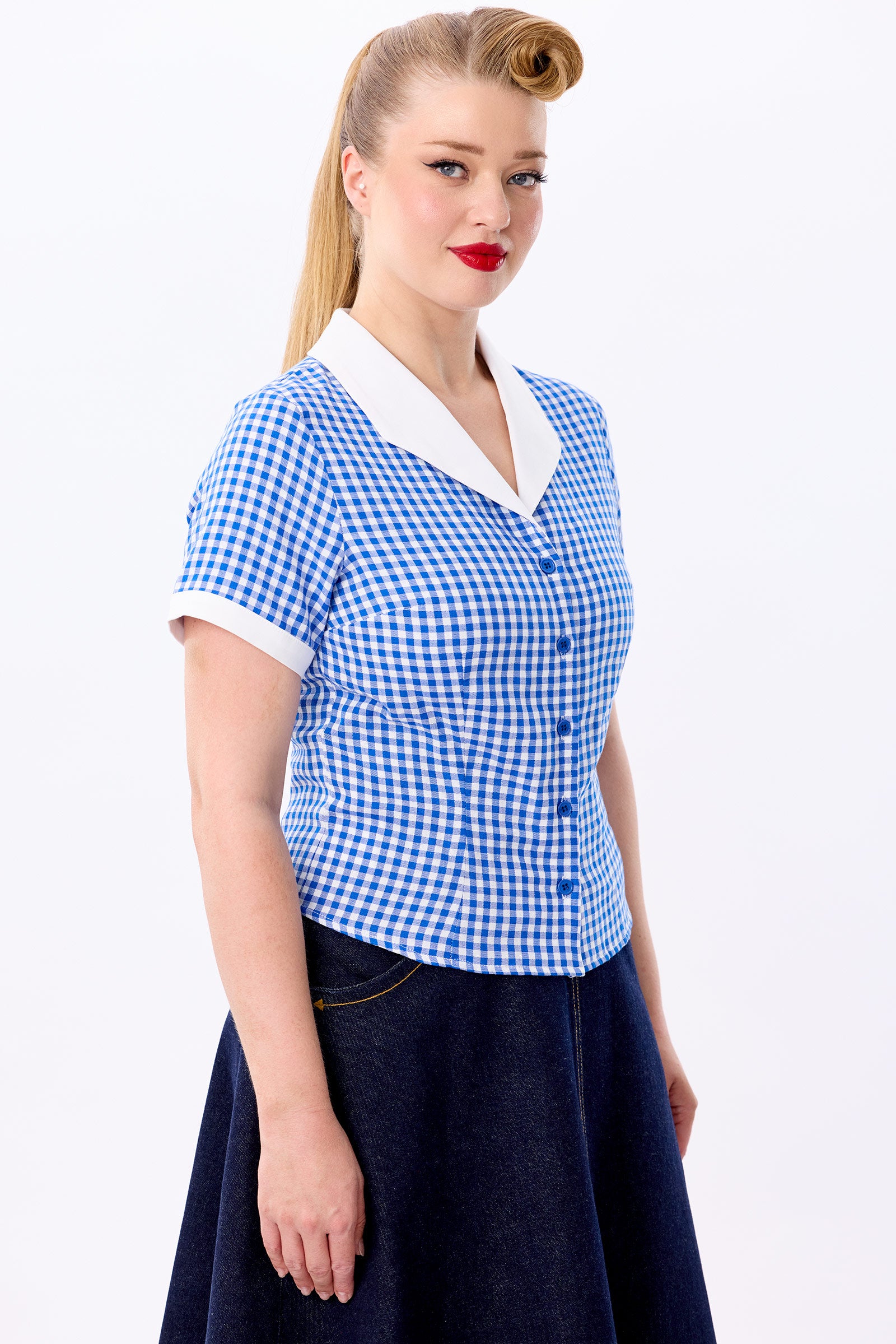 Taylor Gingham Blue Blouse