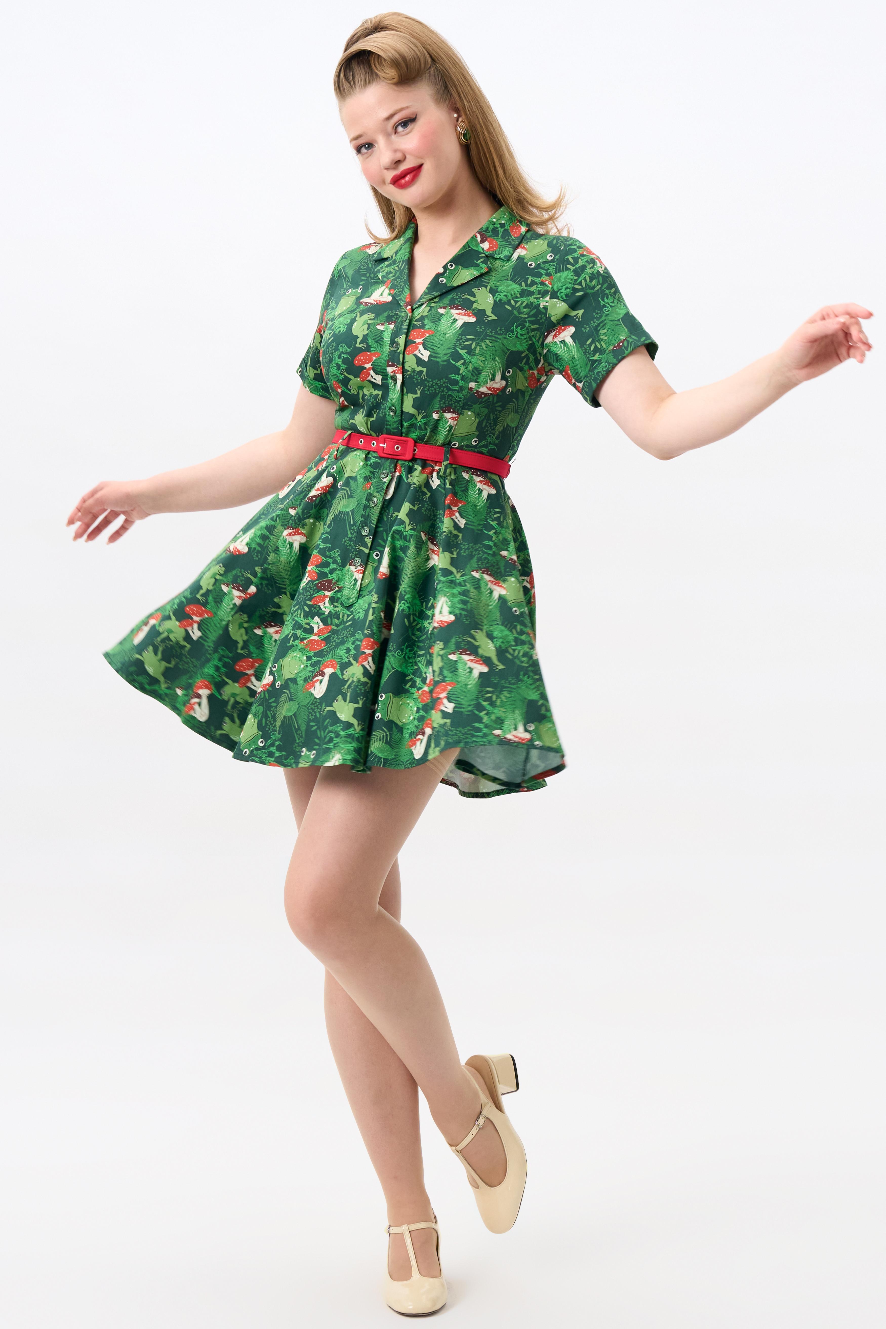 Caterina Frog Forest Mini Dress