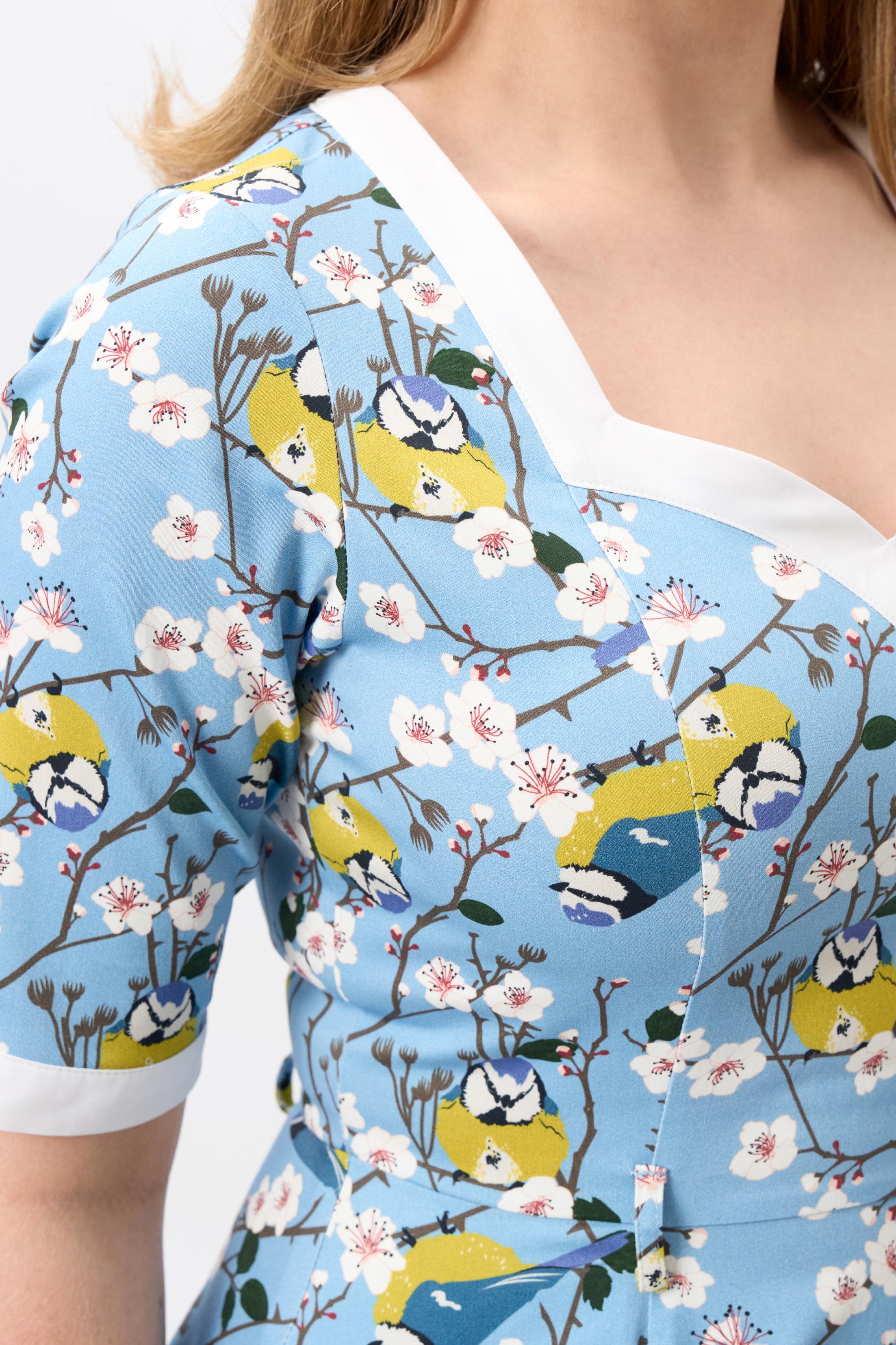Sandy Blossom Birds Swing Dress