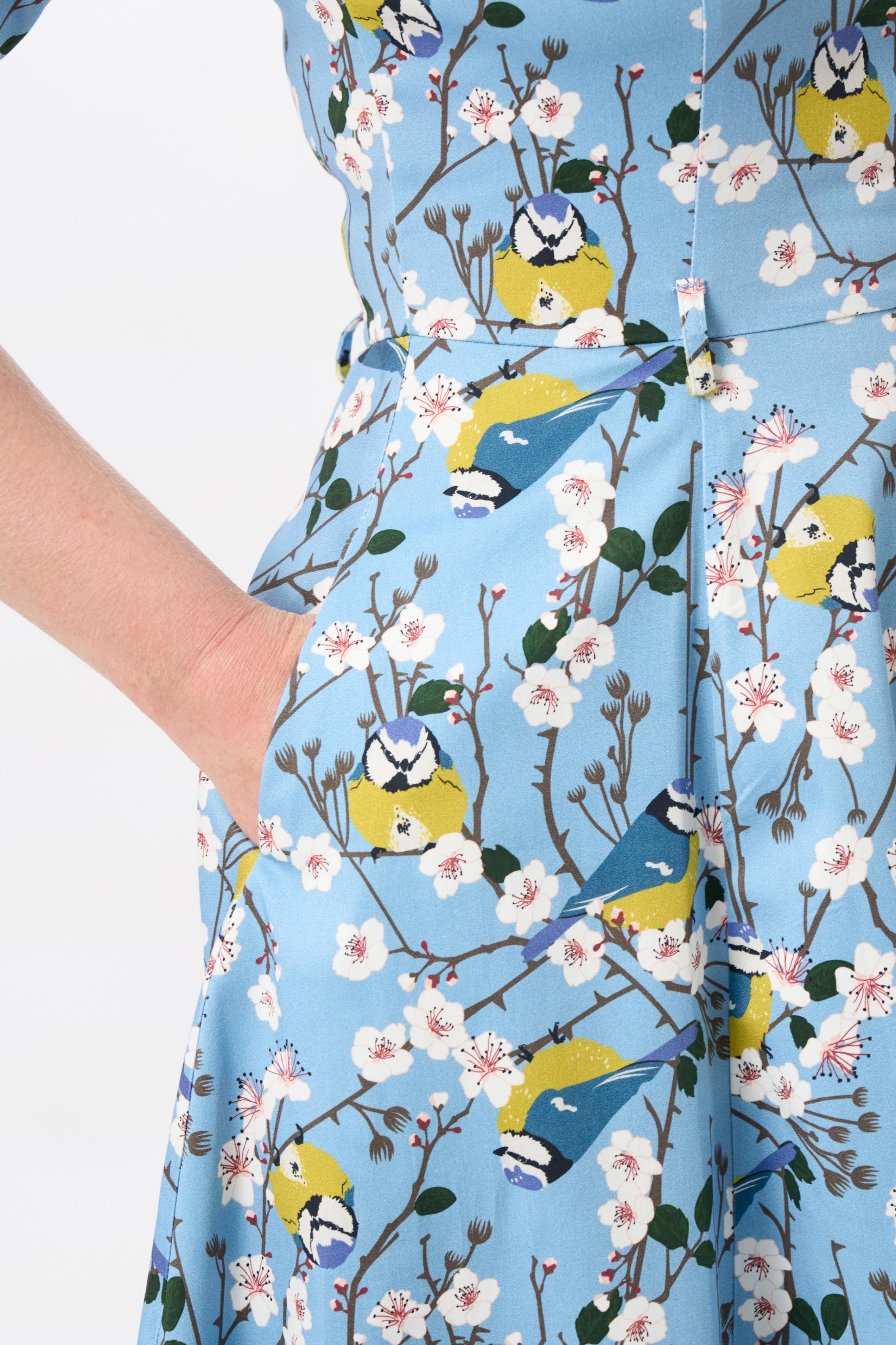 Sandy Blossom Birds Swing Dress