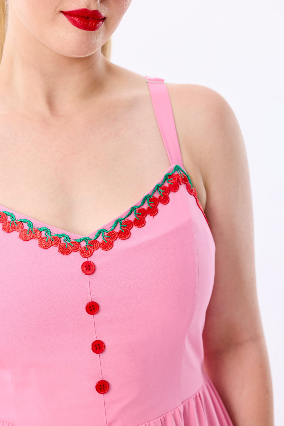 Kimberly Cherry Trim Swing Dress