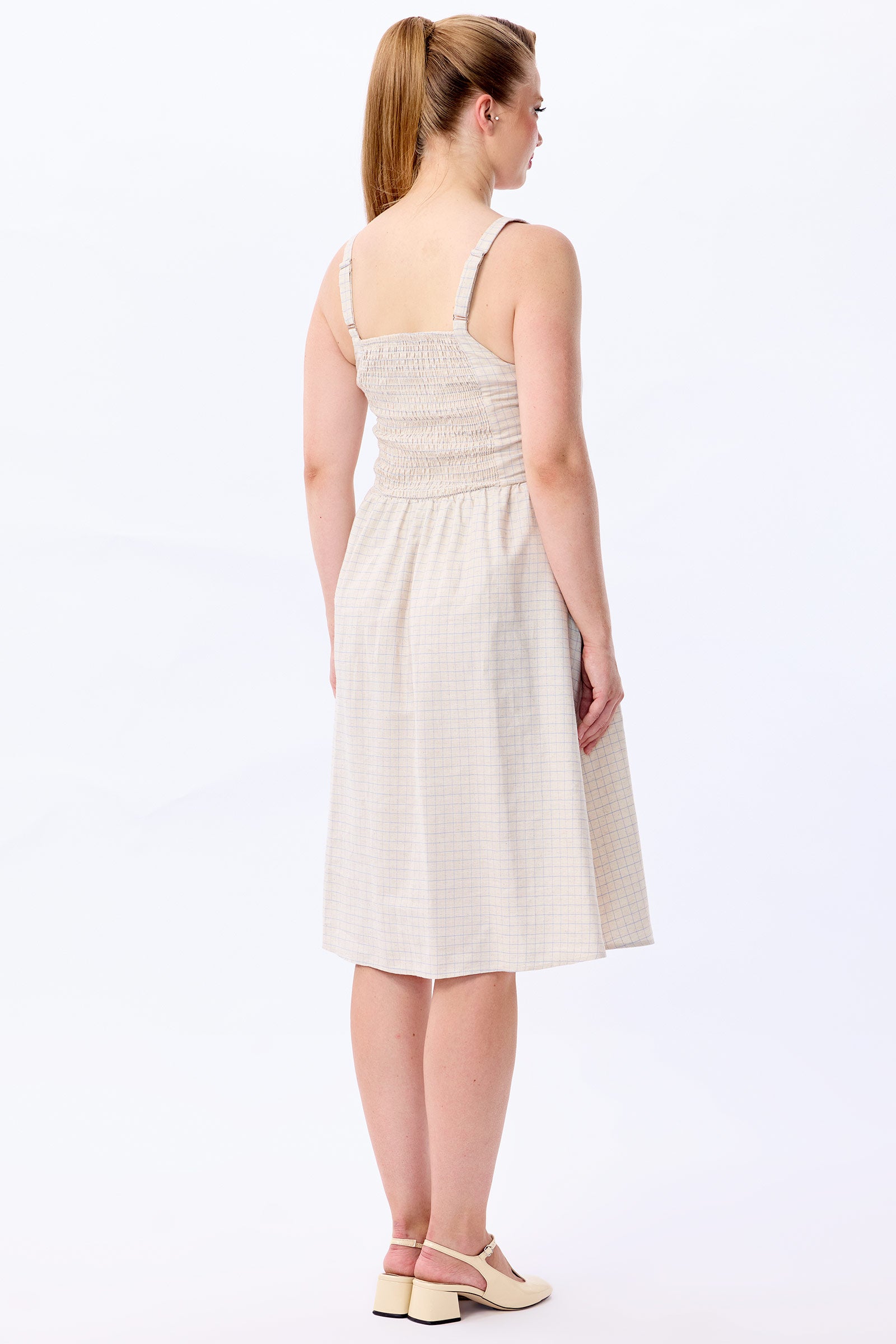 Kimberly Grid Check Swing Dress Ocean