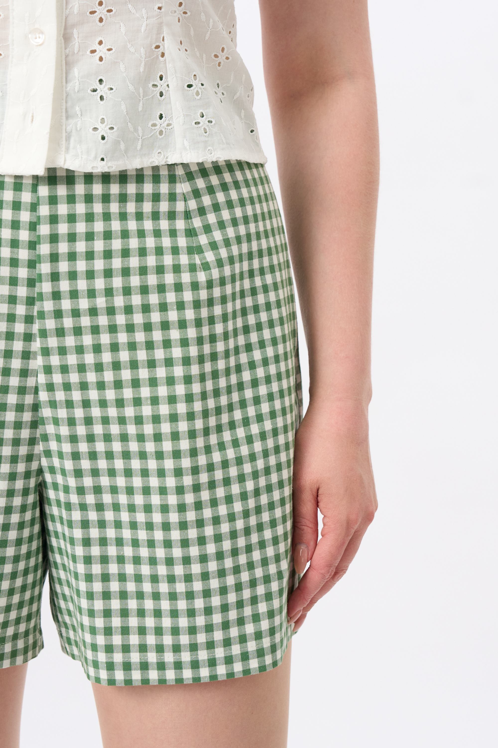 Cerci Gingham Green Shorts