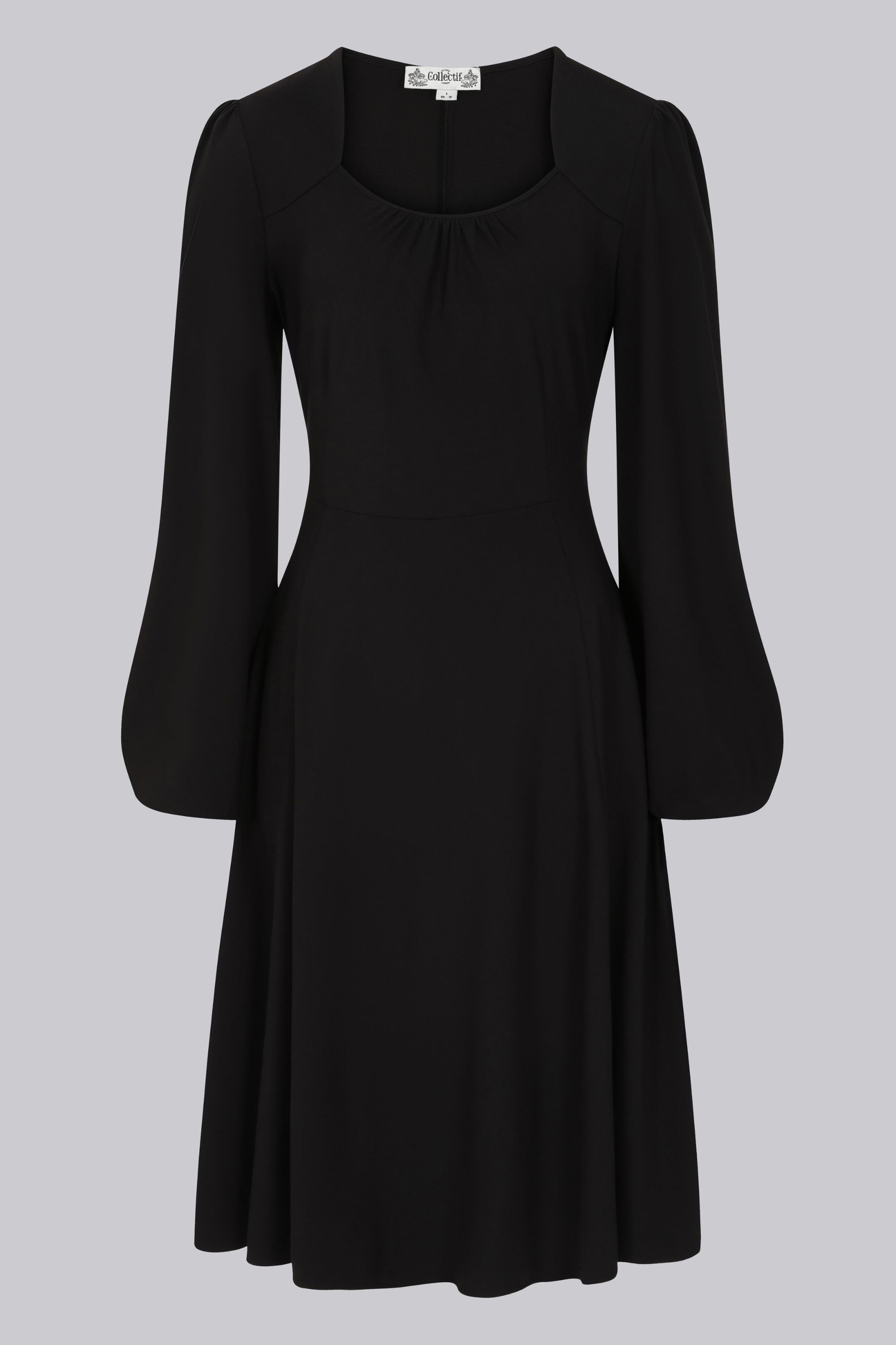 Leslie Black Balloon Sleeve Jersey Dress