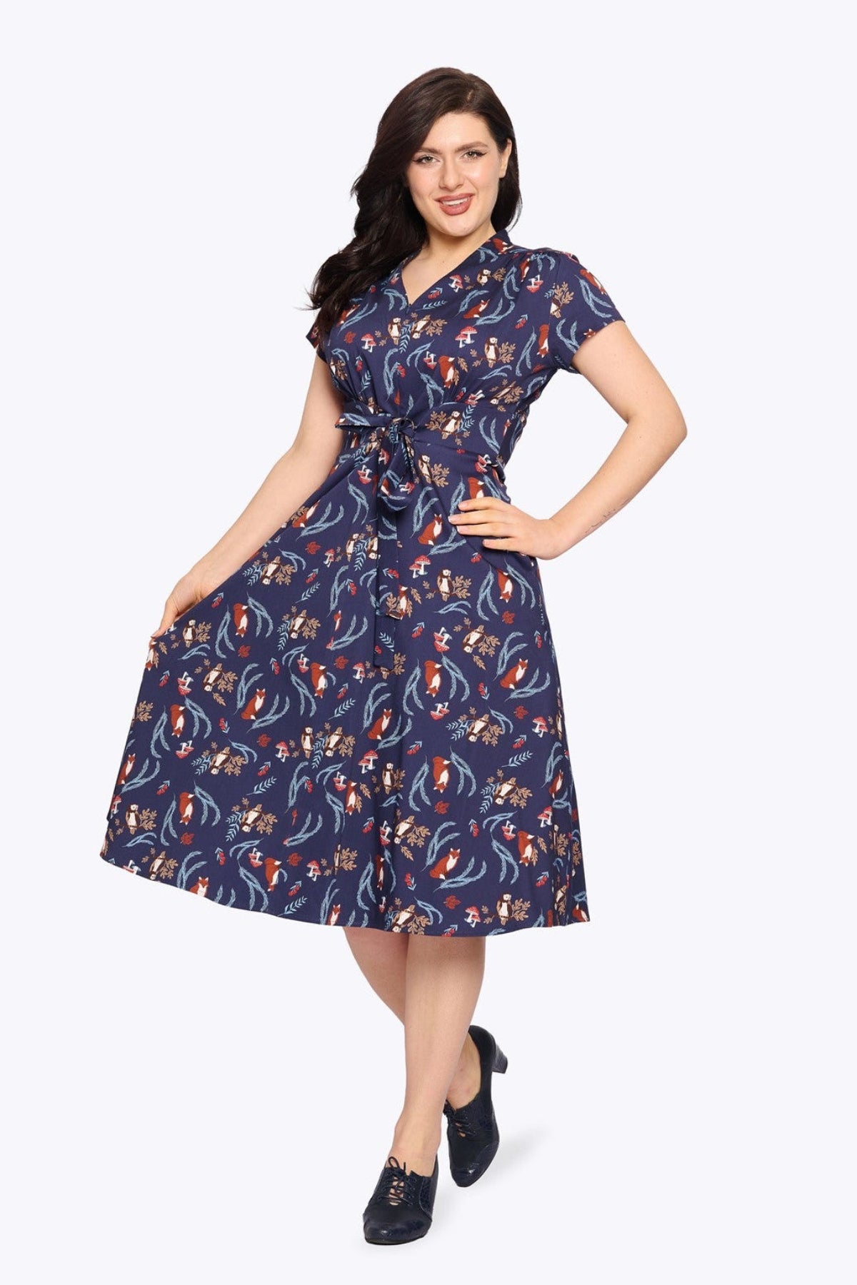 formal swing dress Foxy Forest Blue / UK 16 common_color:ivory