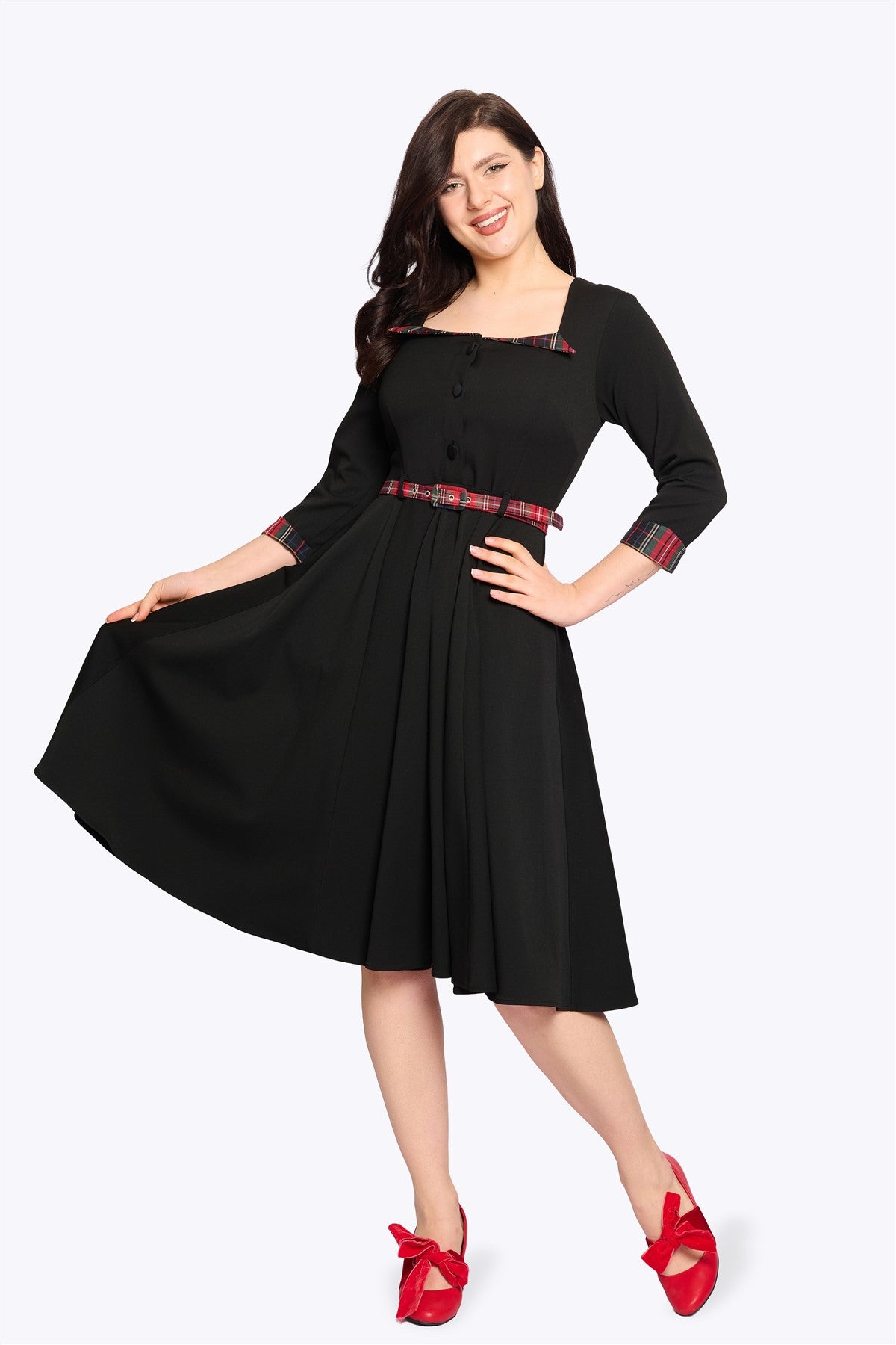 Wanda Check Trim Swing Dress