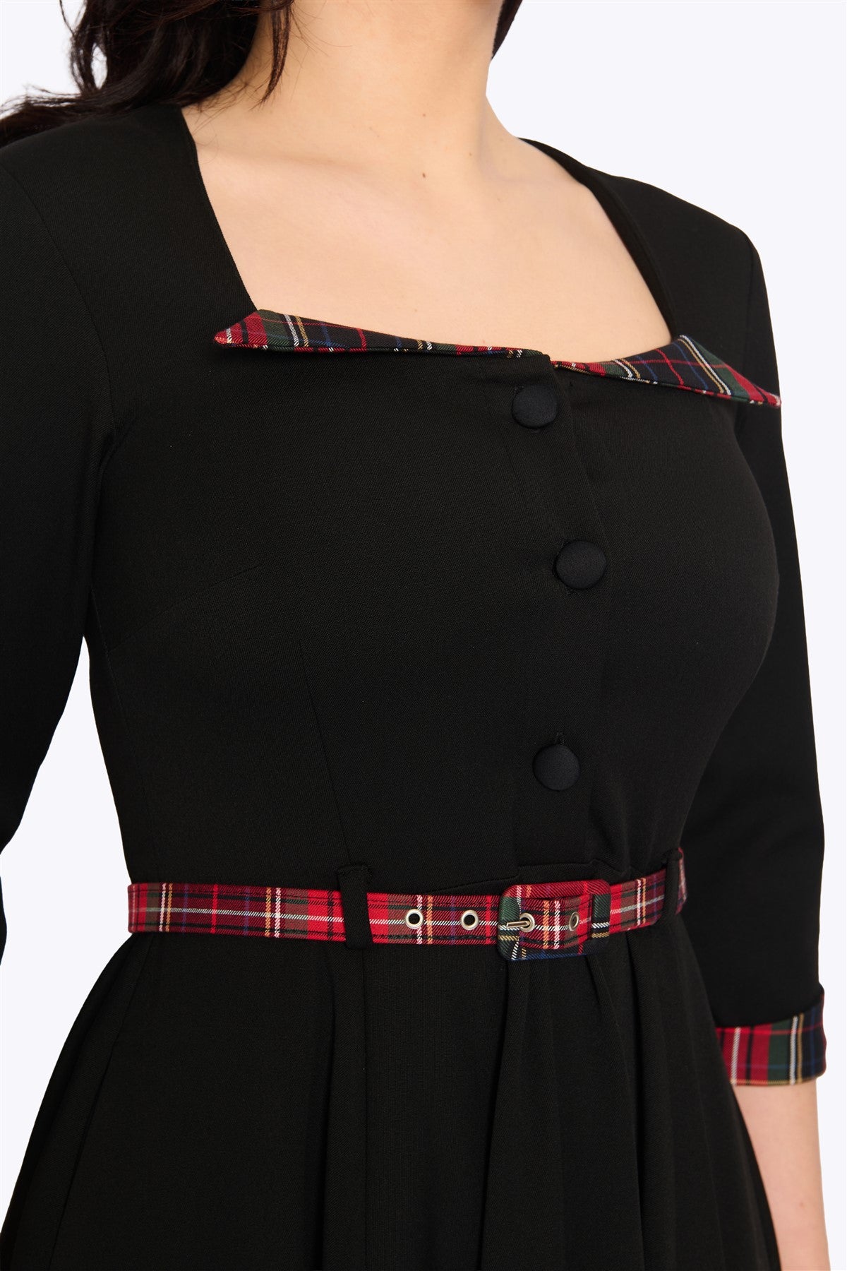 Wanda Check Trim Swing Dress