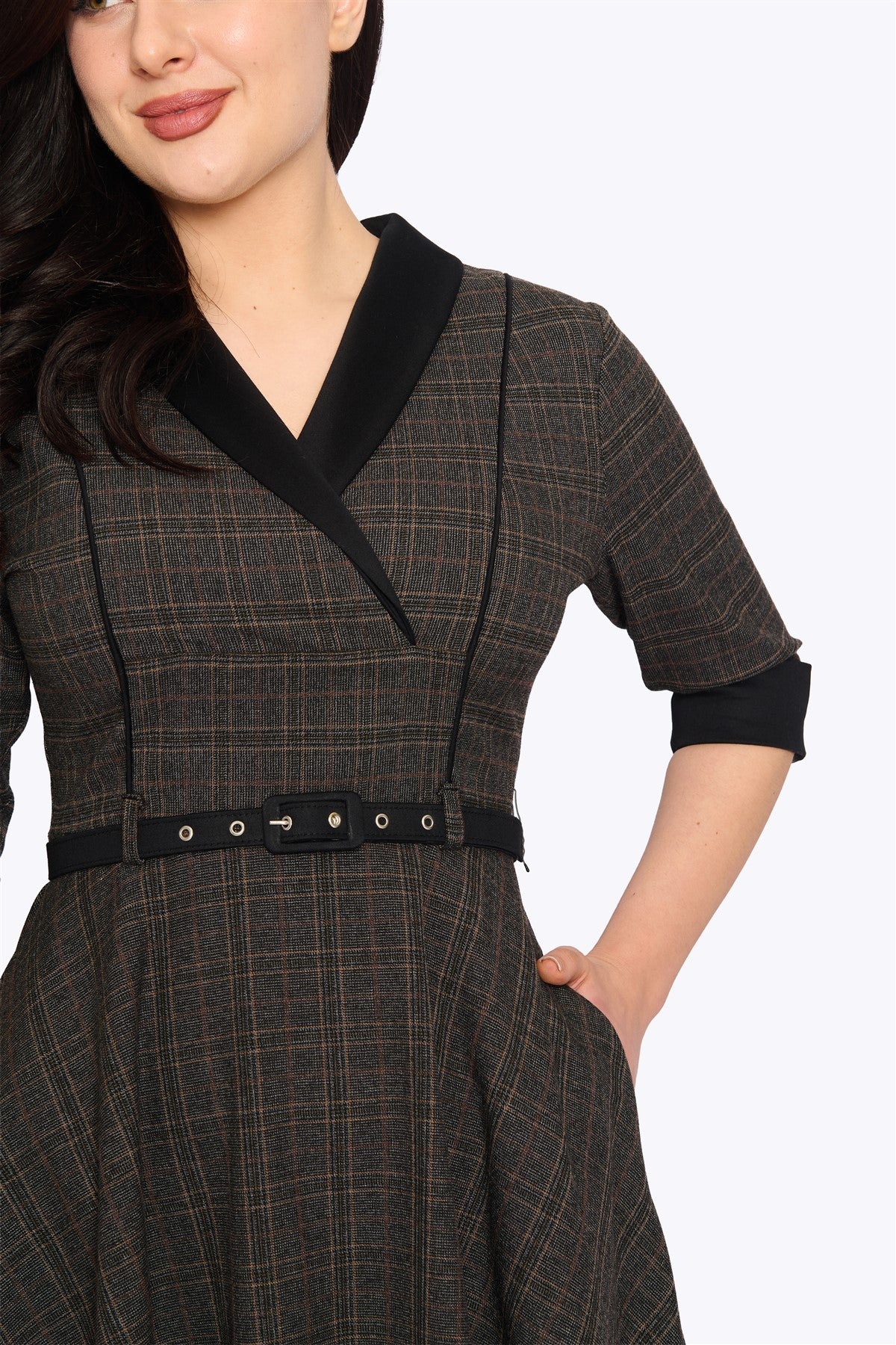 Margaret Heritage Check Flared Dress