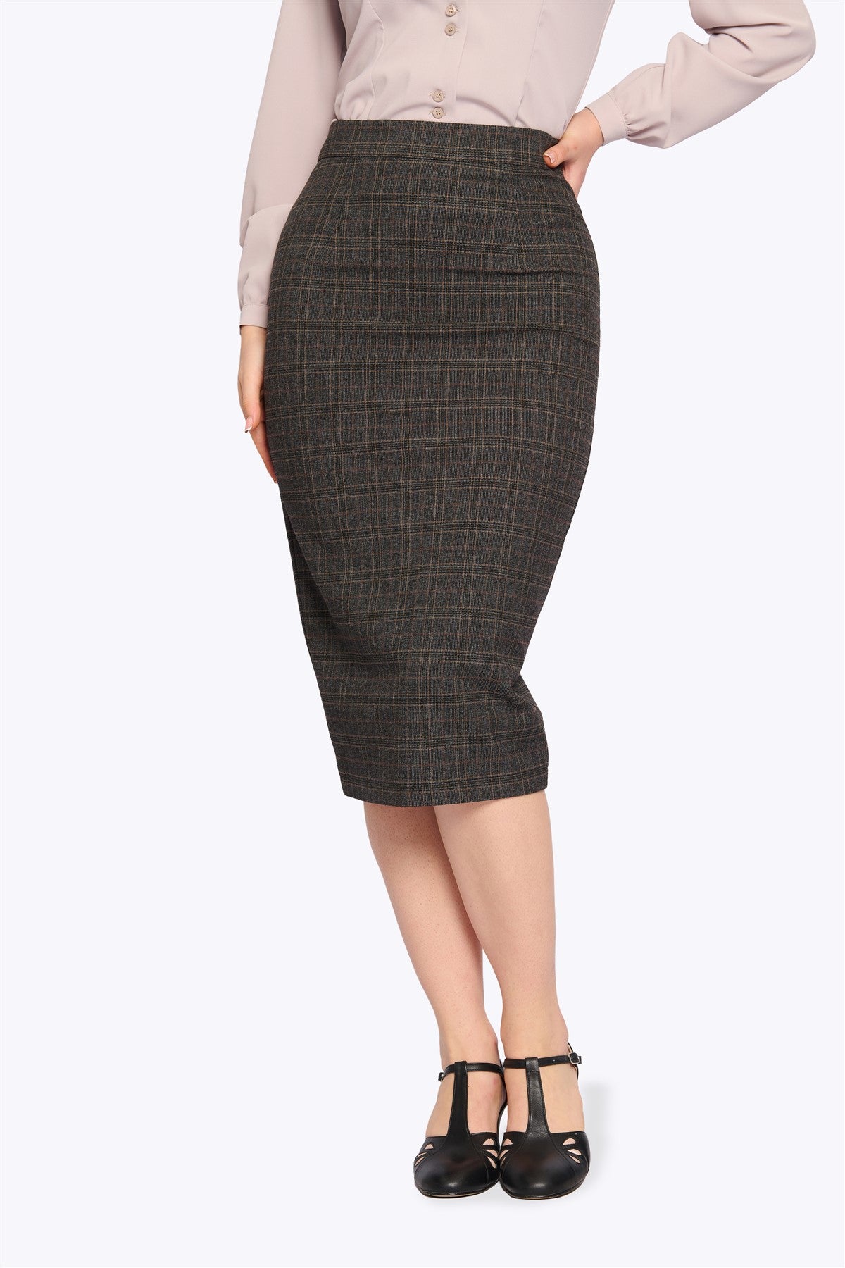 Posey Heritage Check Pencil Skirt