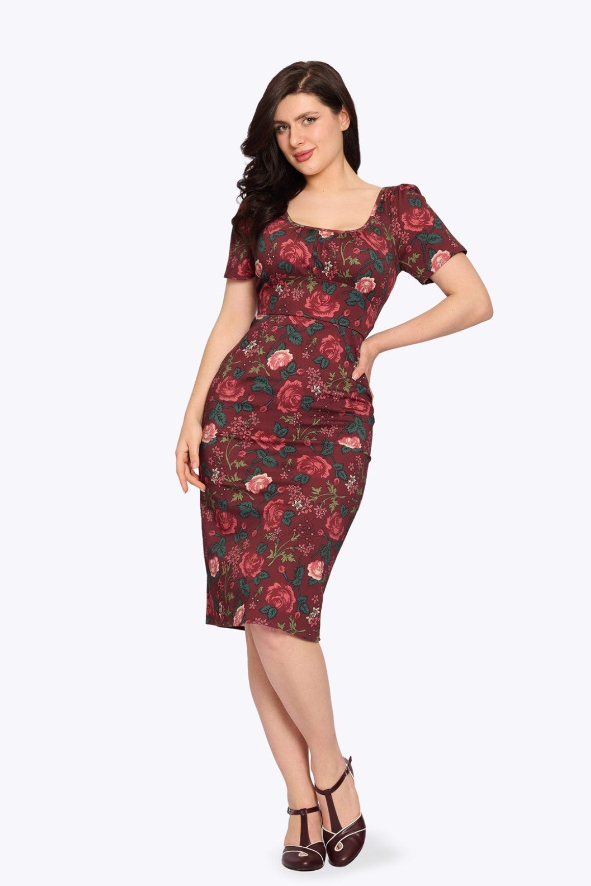 Collectif Women's Late Bloom Pencil Dress, Black, UK 14