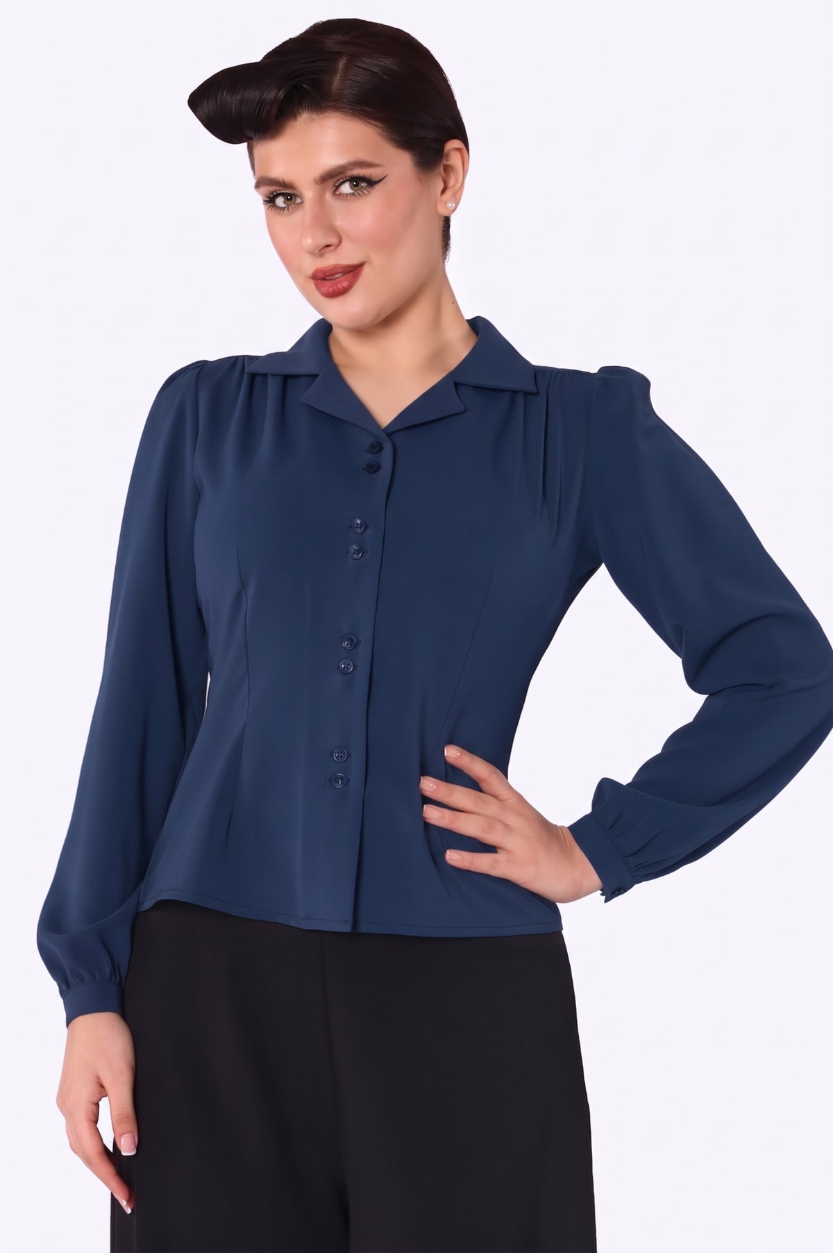 Pepper 40s Blouse Midnight Blue