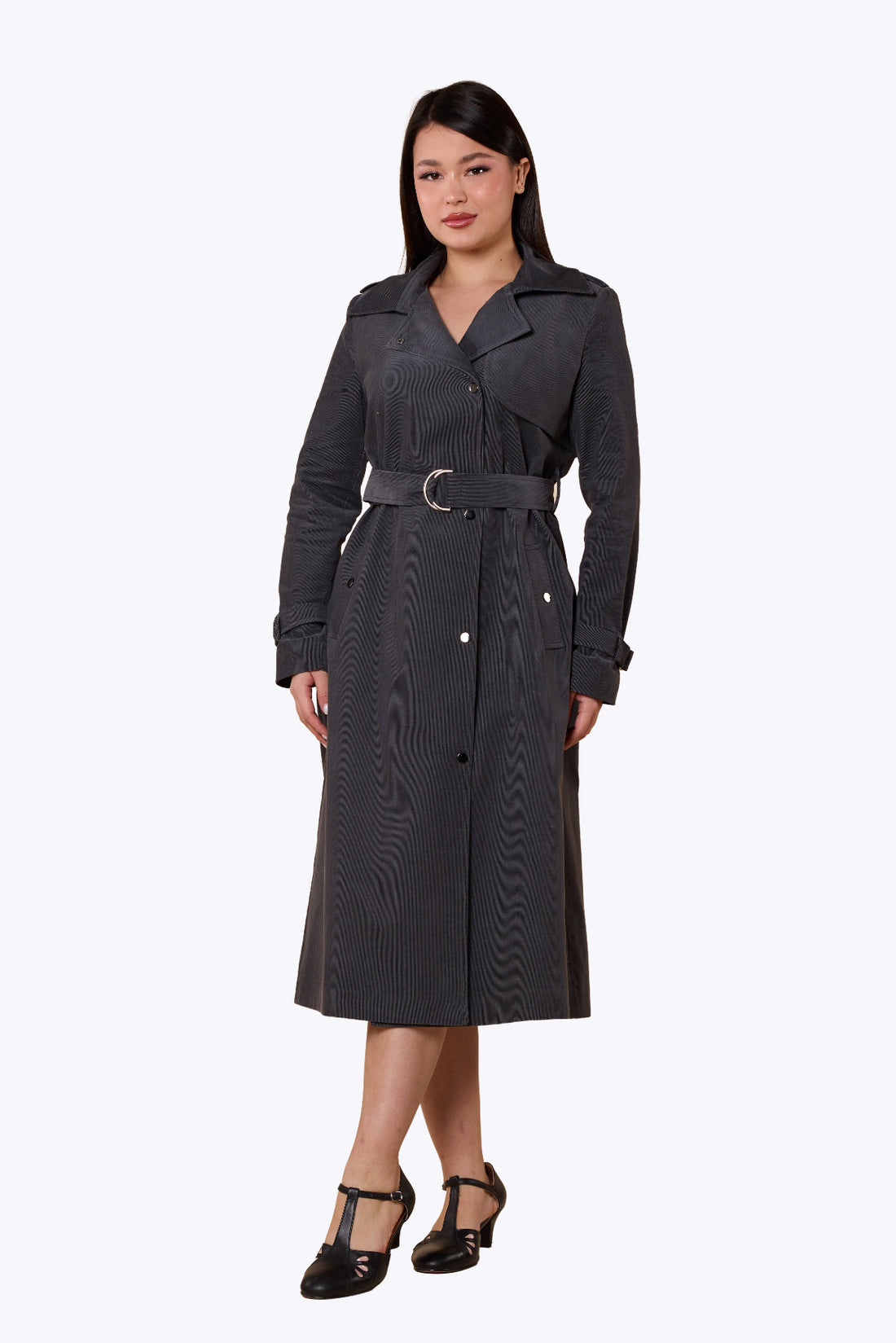 Maribel Retro Trench Coat Grey