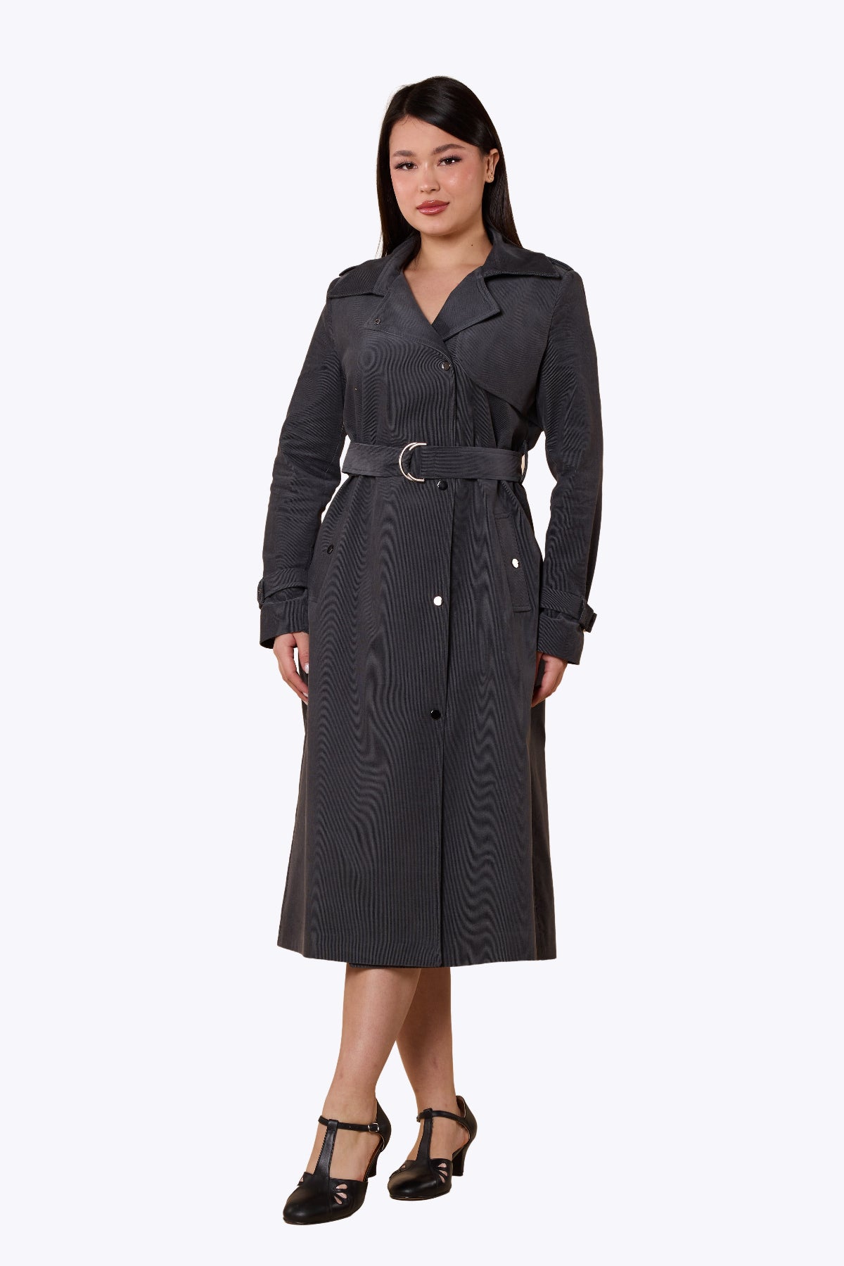 Maribel Retro Trench Coat Grey
