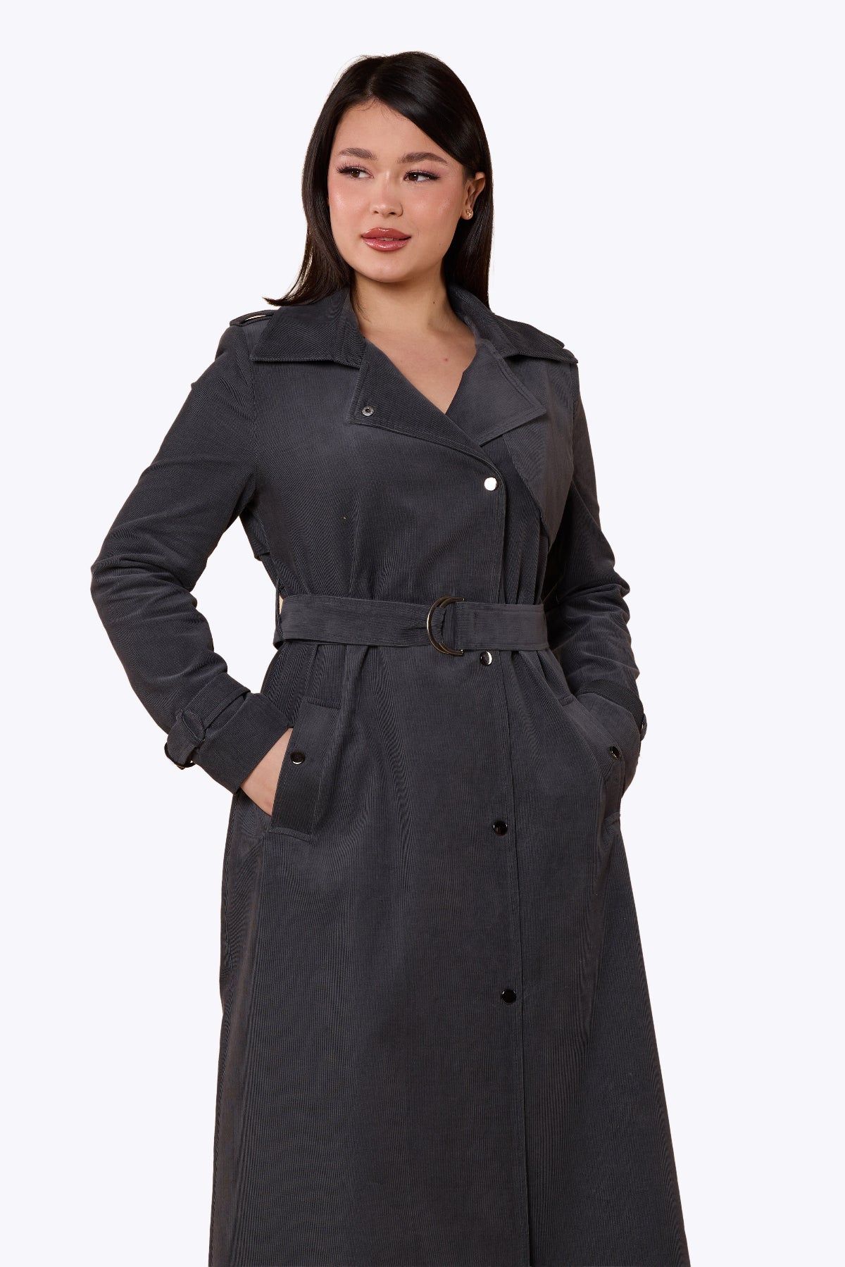 Maribel Retro Trench Coat Grey