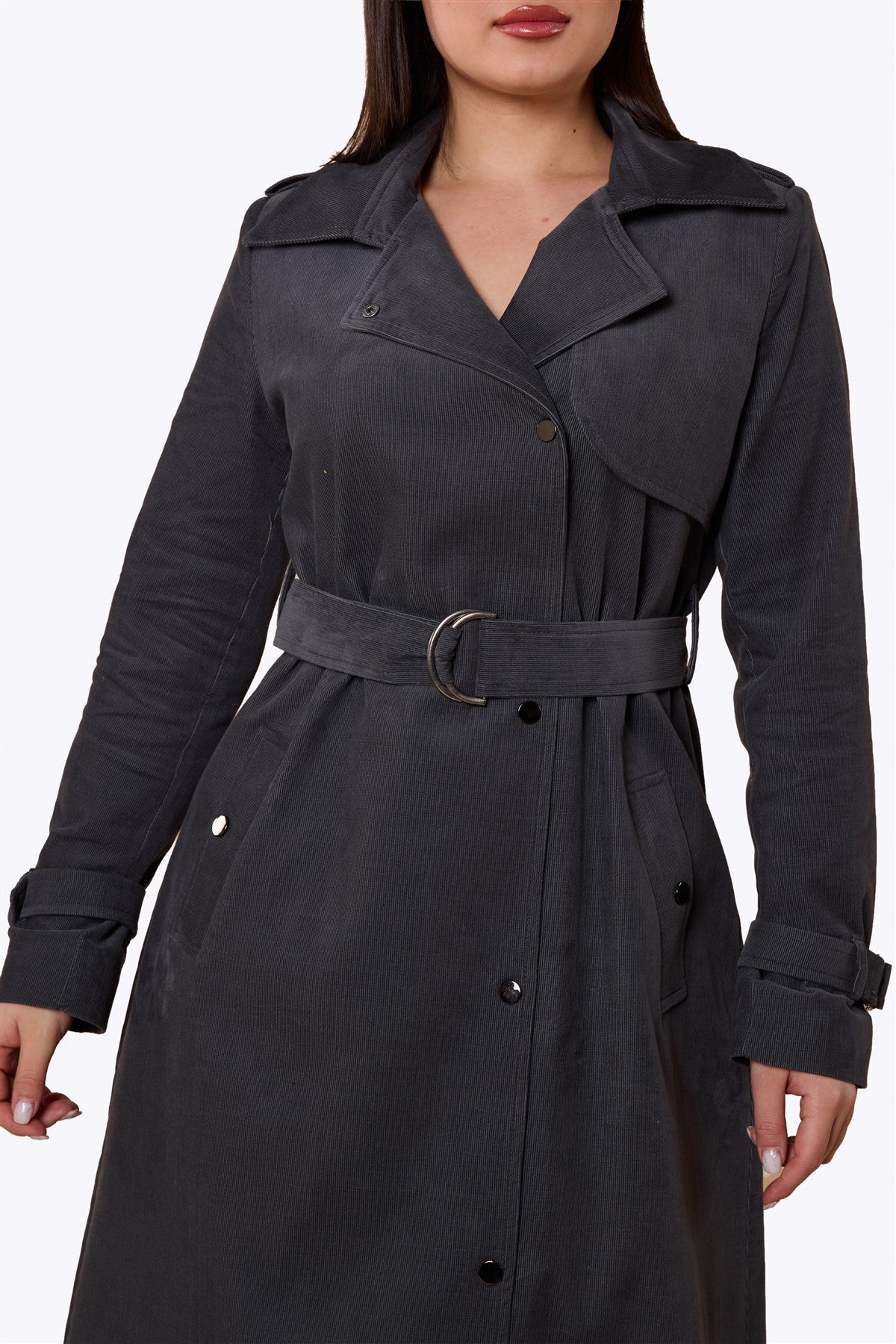 Maribel Retro Trench Coat Grey