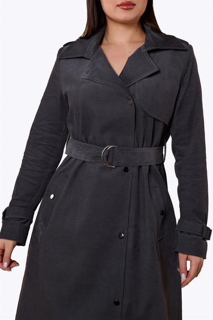 Maribel Retro Trench Coat Grey