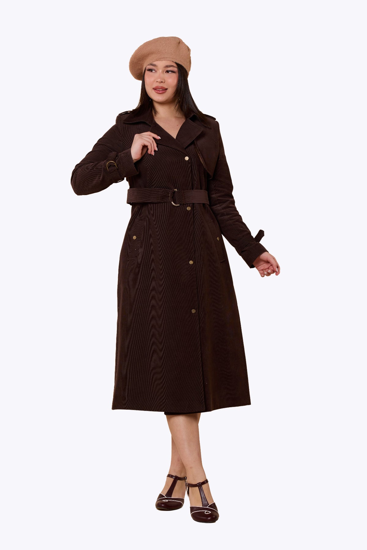 Maribel Retro Trench Coat Brown