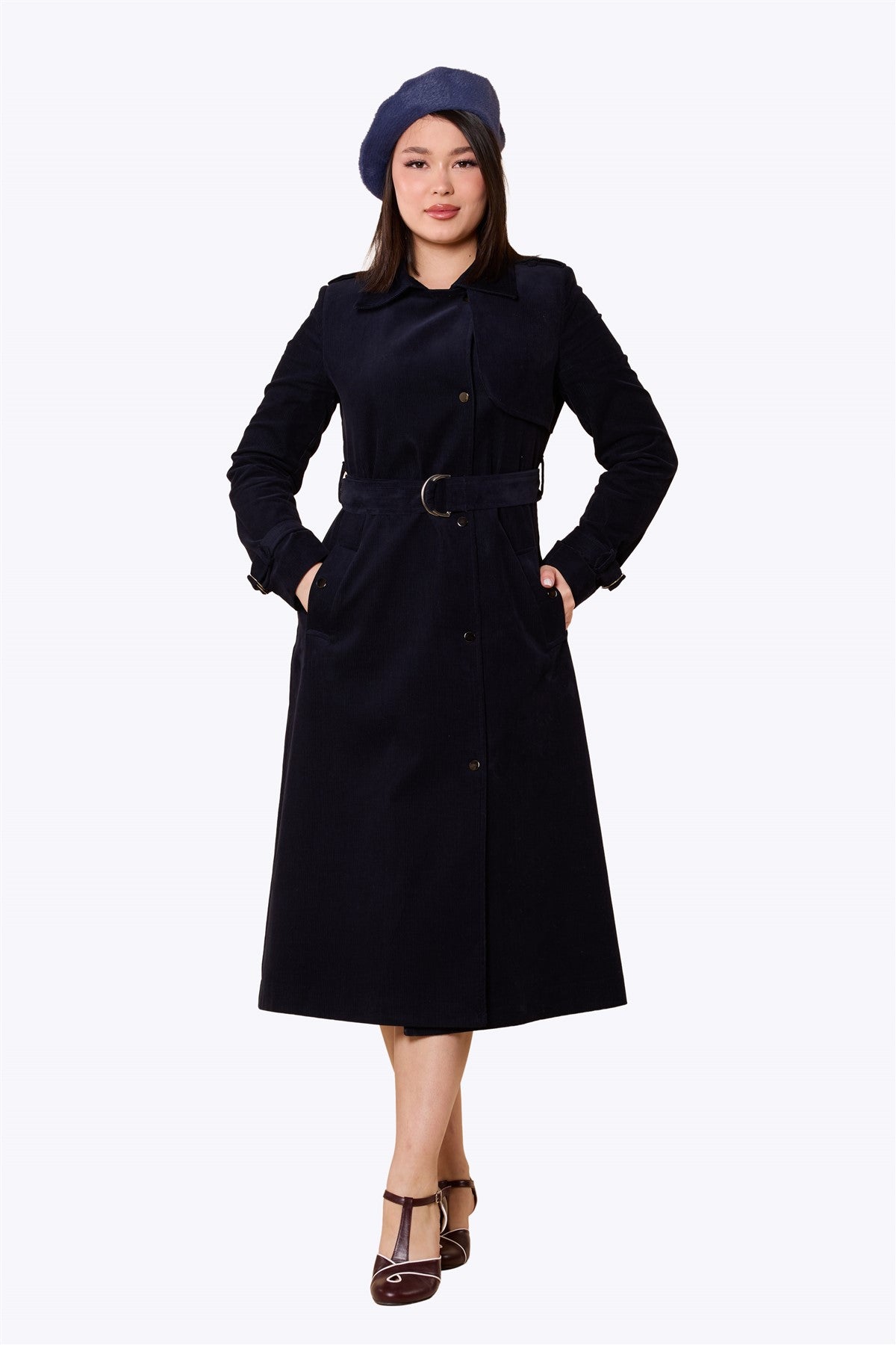Maribel Retro Trench Coat Navy
