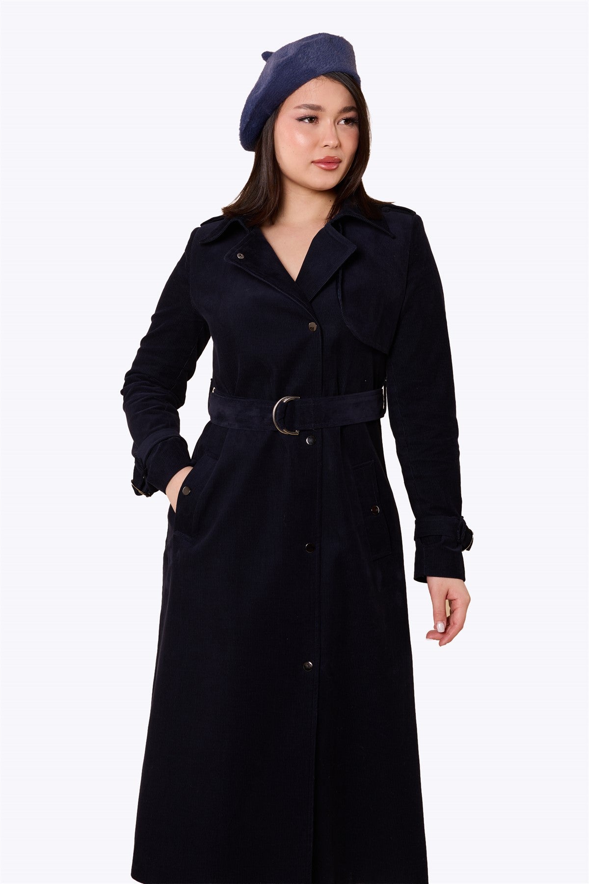 Maribel Retro Trench Coat Navy