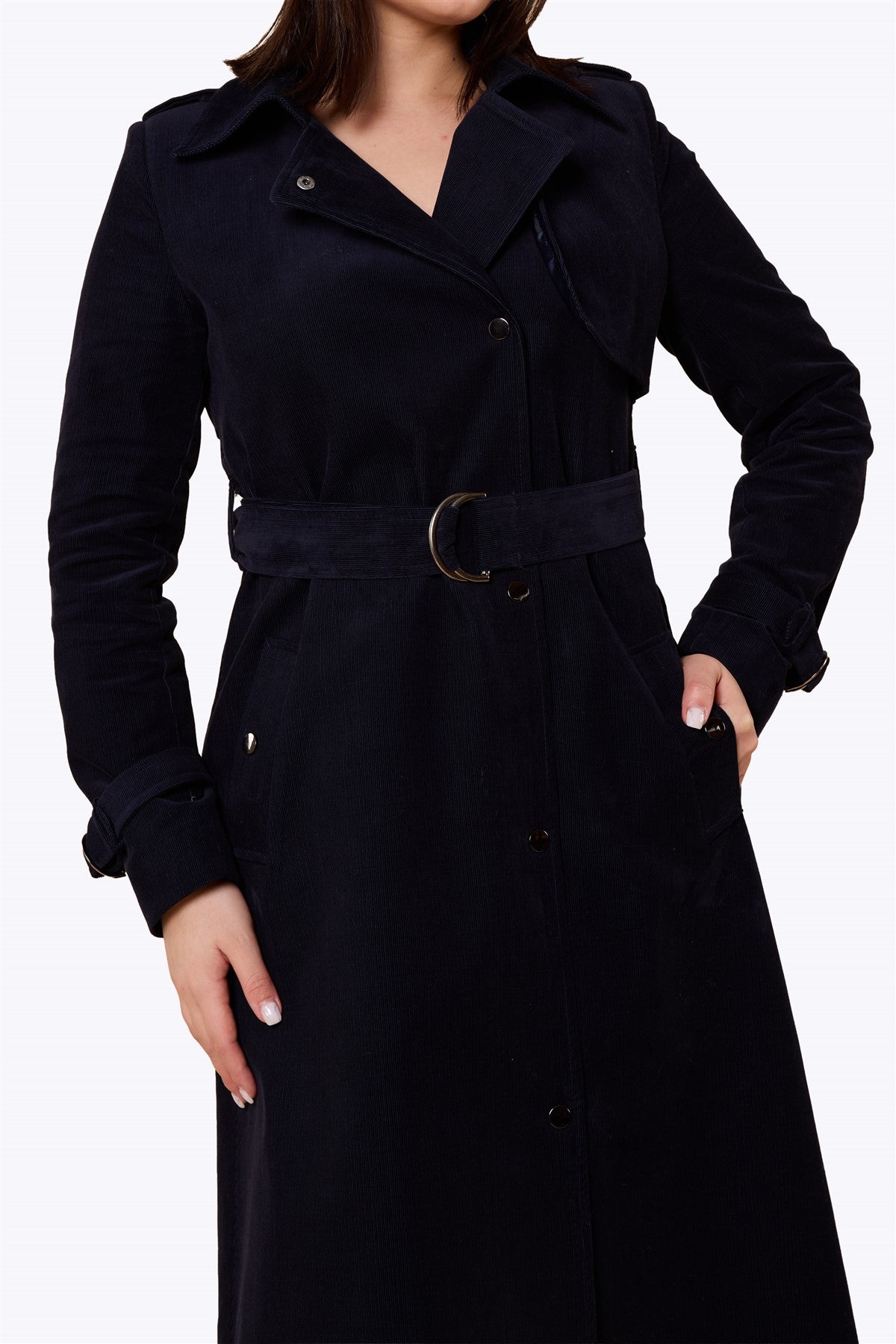 Maribel Retro Trench Coat Navy