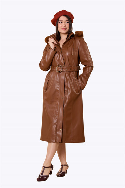 Averwick Retro Trench Coat Brown