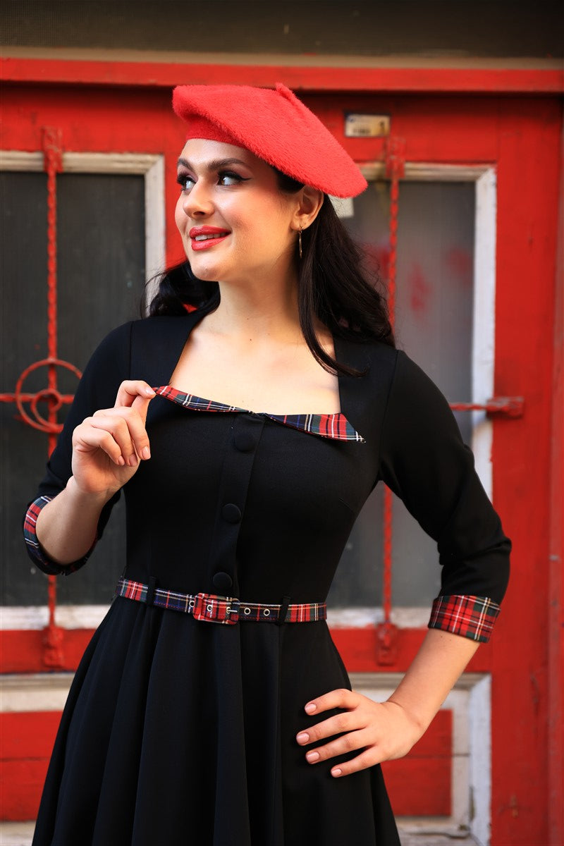 Wanda Check Trim Swing Dress