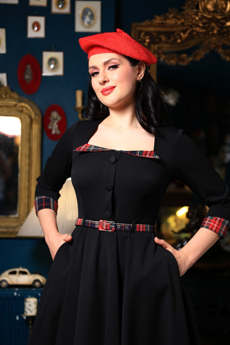 Wanda Check Trim Swing Dress