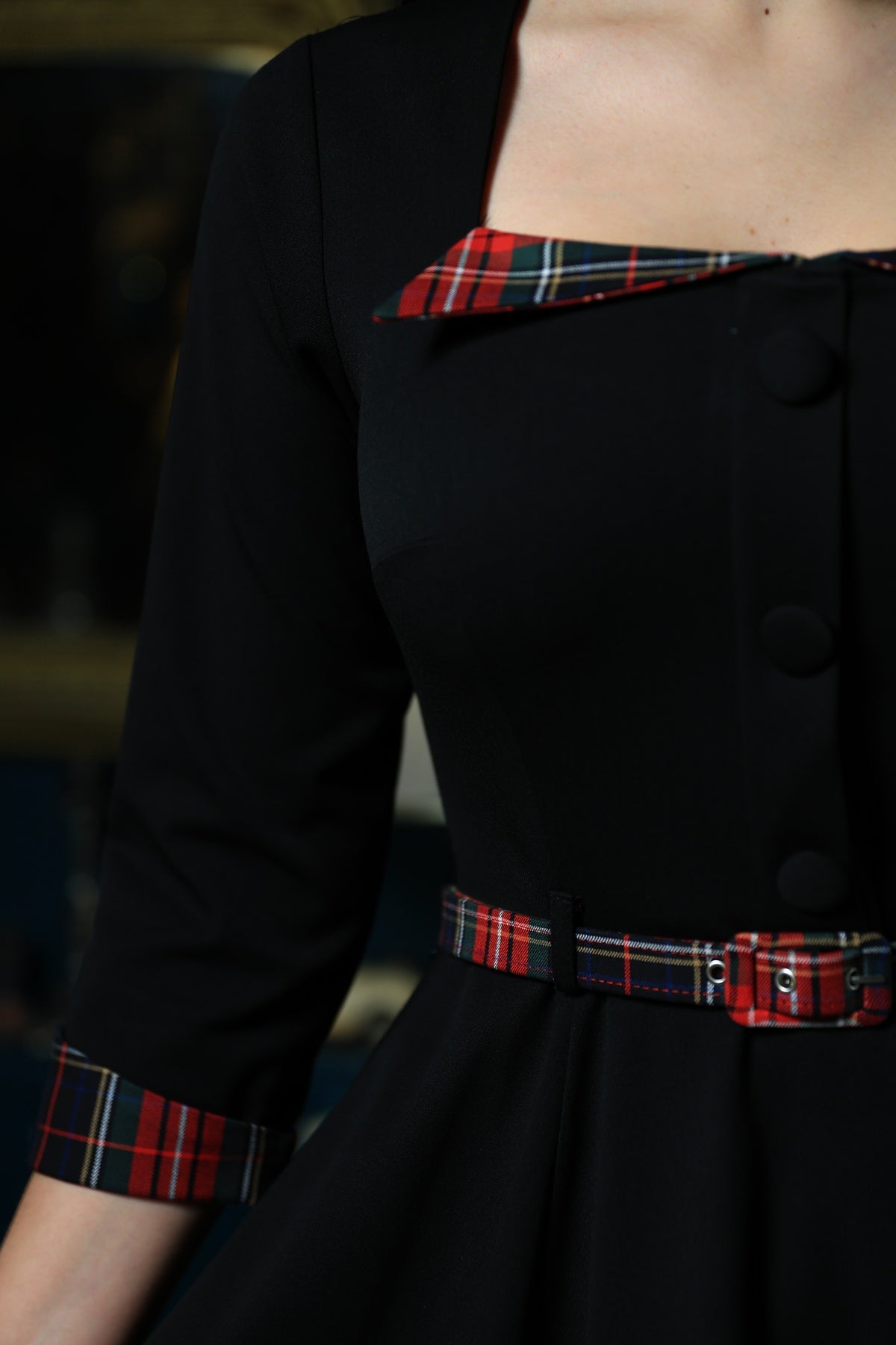 Wanda Check Trim Swing Dress