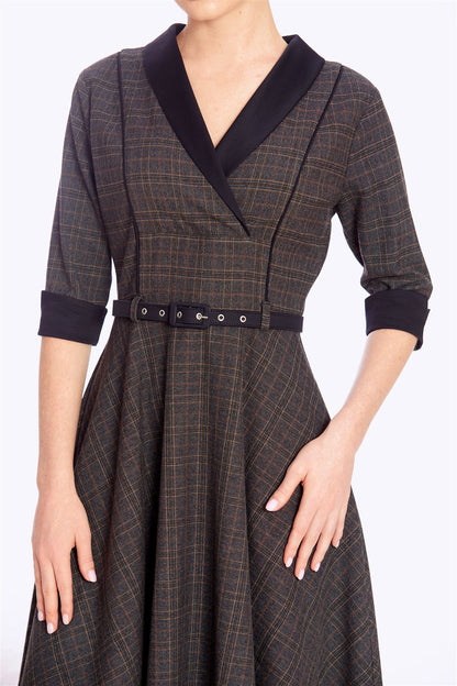 Margaret Heritage Check Flared Dress
