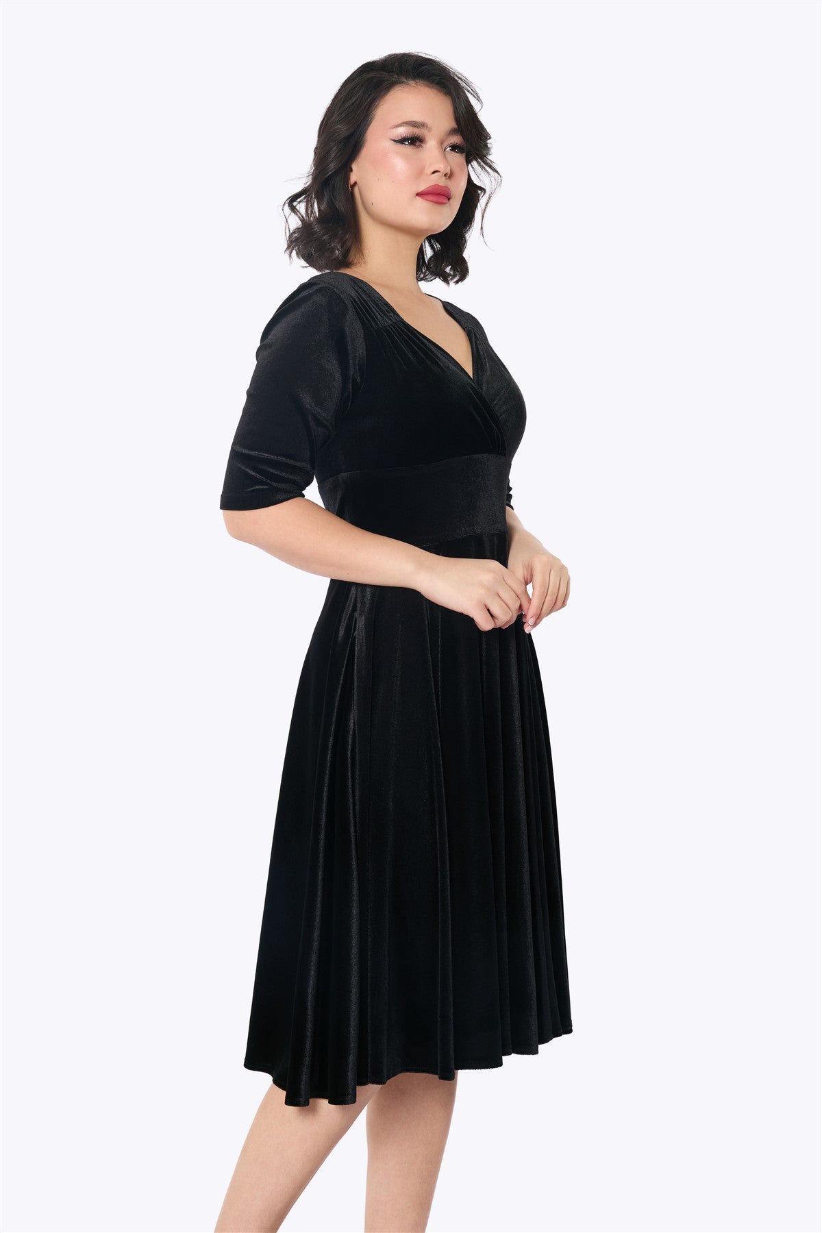 high fashion black dress Amazon.com: Pinup Fashion Women's Black Cocktail Dress Wedding Guest Formal  High Low Flutter Sleeve Funeral Elegant Flowy Dresses with Pockets :  Clothing, Shoes & Jewelry main image 0
