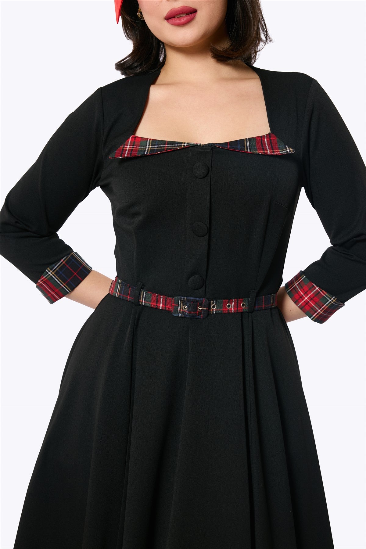 Wanda Check Trim Swing Dress