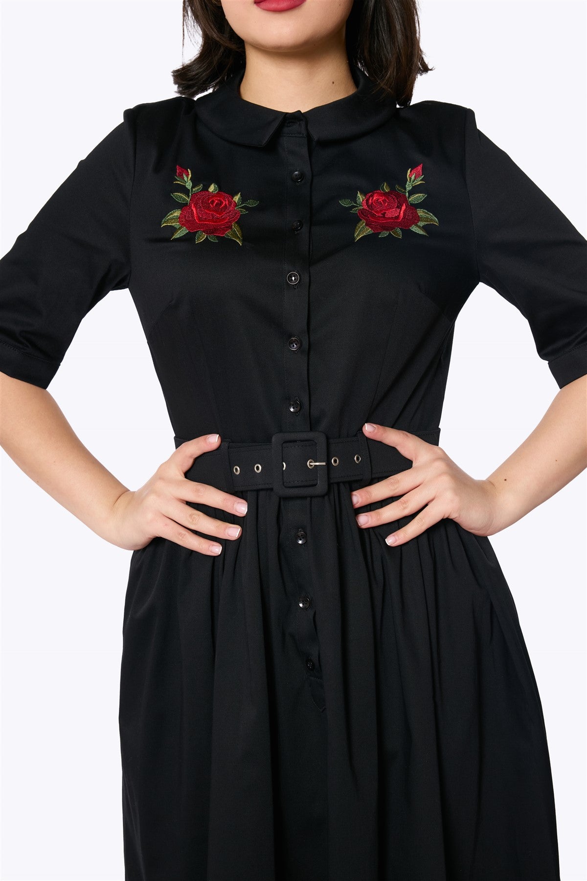 Aria Rose Embroidery Swing Dress