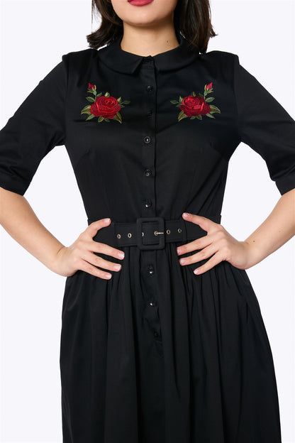 Aria Rose Embroidery Swing Dress