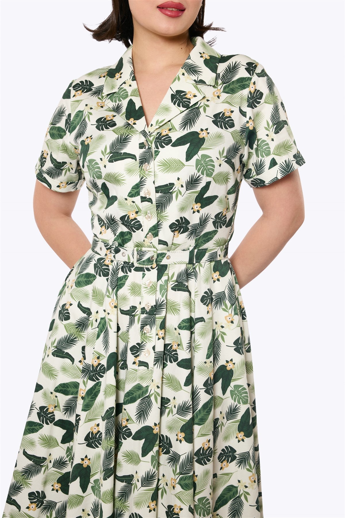 Collectif Women's Tropical Forest Print Swing Dress, Green, UK14