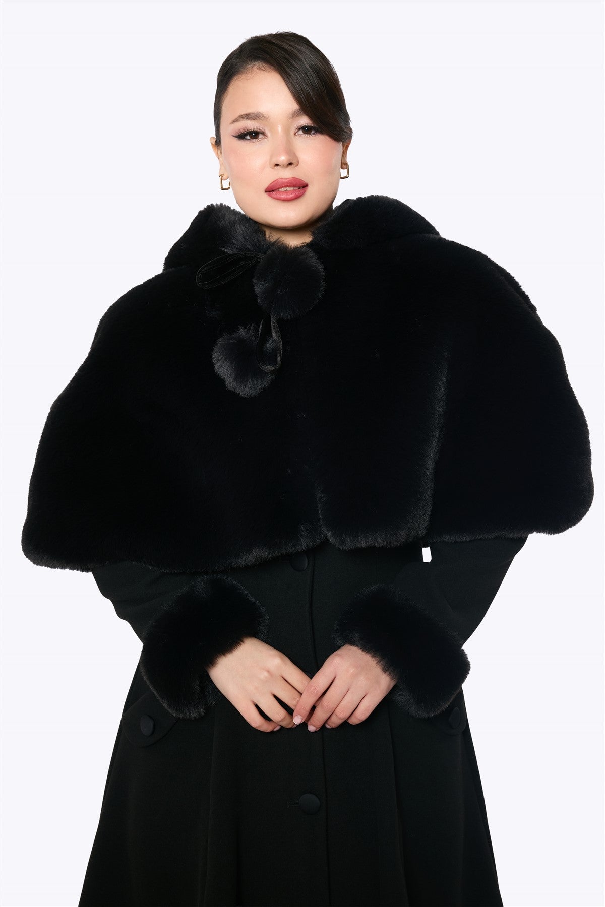 Faux Fur Hooded Cape